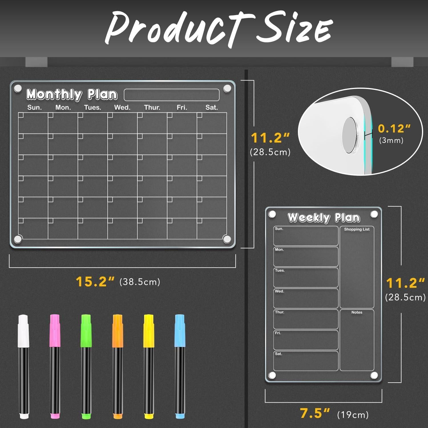 Set de Calendarios Magnéticos Acrílicos DIYMAG 3 Piezas 38.1x27.9cm