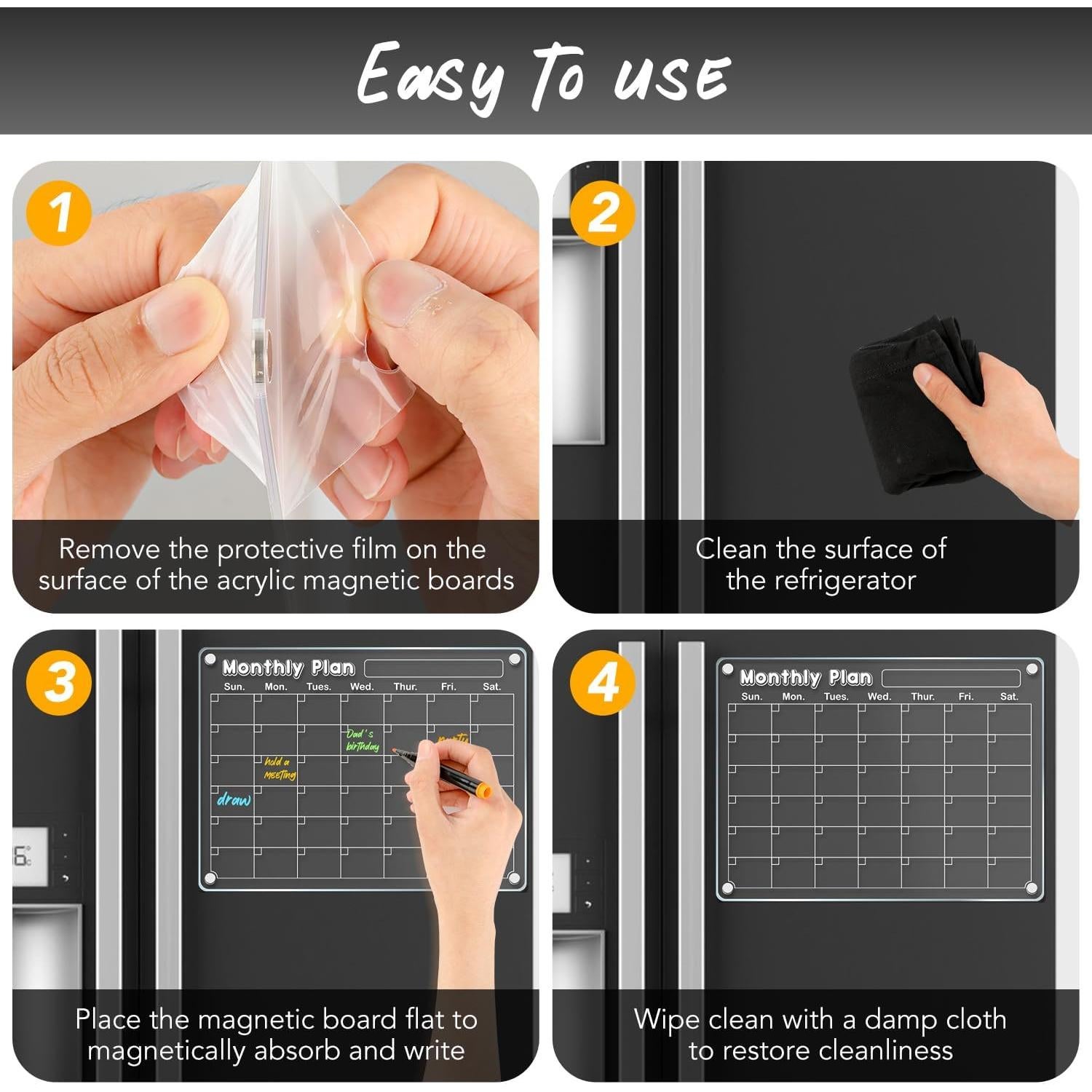 Set de Calendarios Magnéticos Acrílicos DIYMAG 3 Piezas 38.1x27.9cm