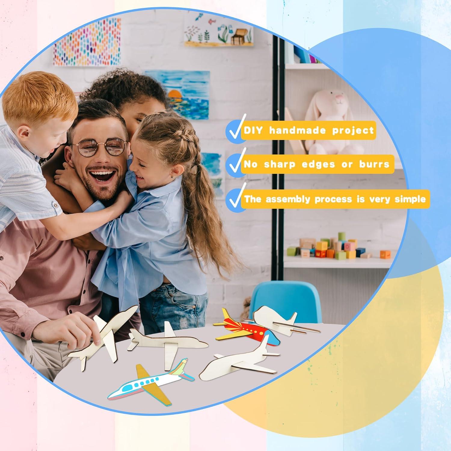 Haconba 24 Aviones de Madera DIY para Pintar - Manualidades