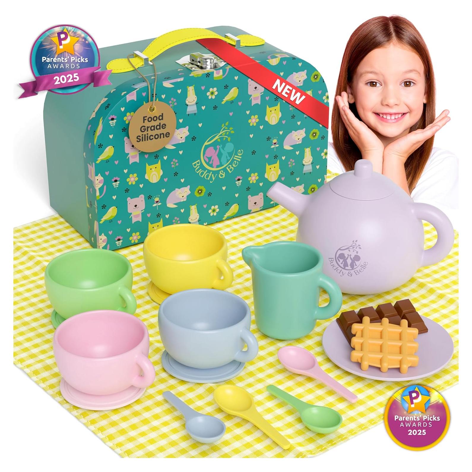 Juego de Té de Silicona Buddy & Belle - 18 Piezas para Niños