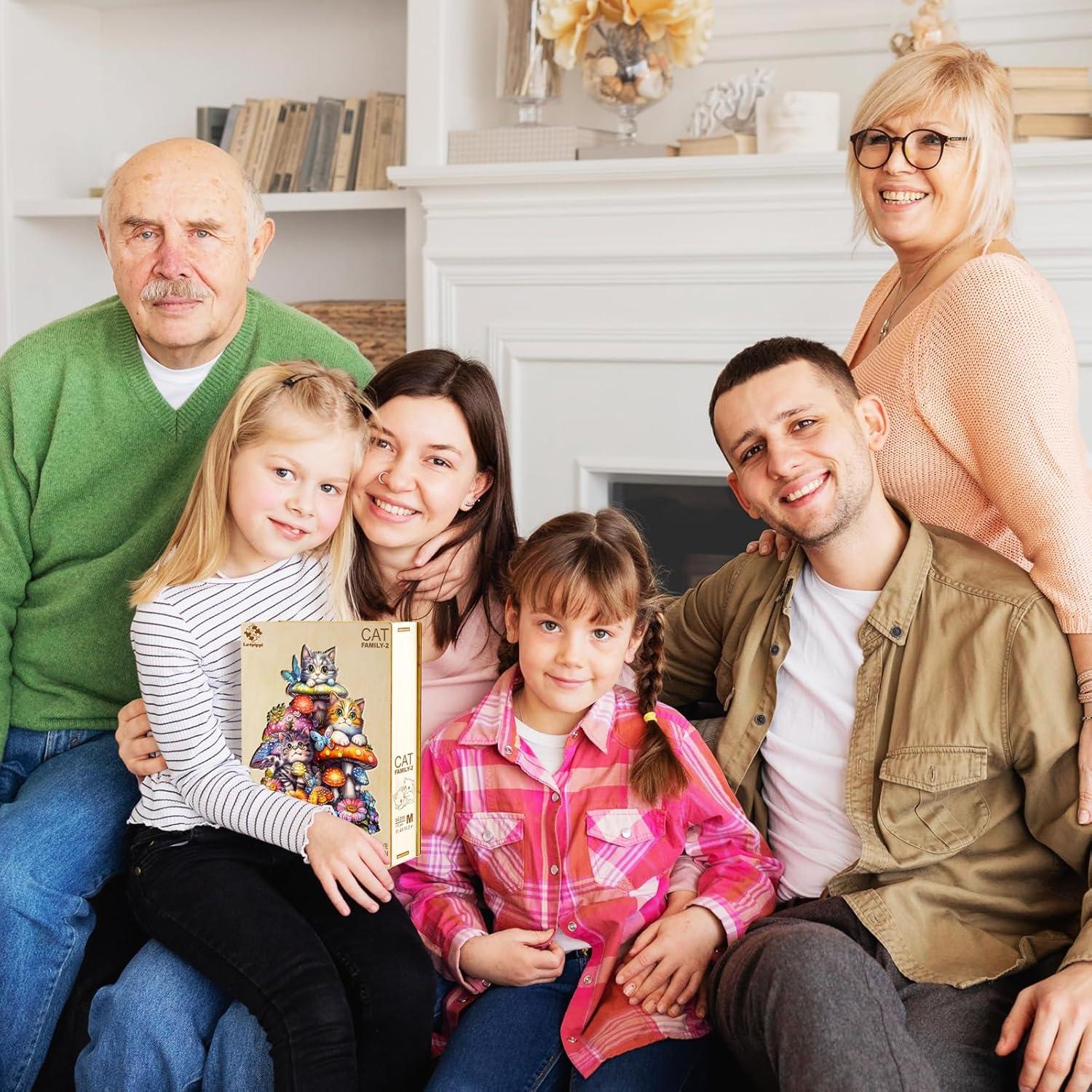 Rompecabezas de Madera Lovpippi 90 Piezas Familia de Gatos