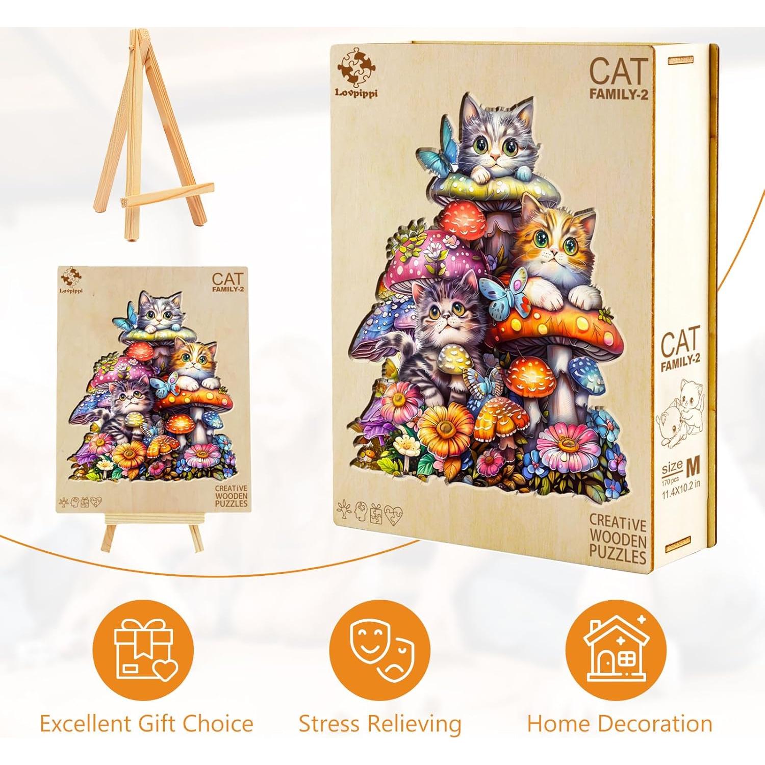 Rompecabezas de Madera Lovpippi 90 Piezas Familia de Gatos