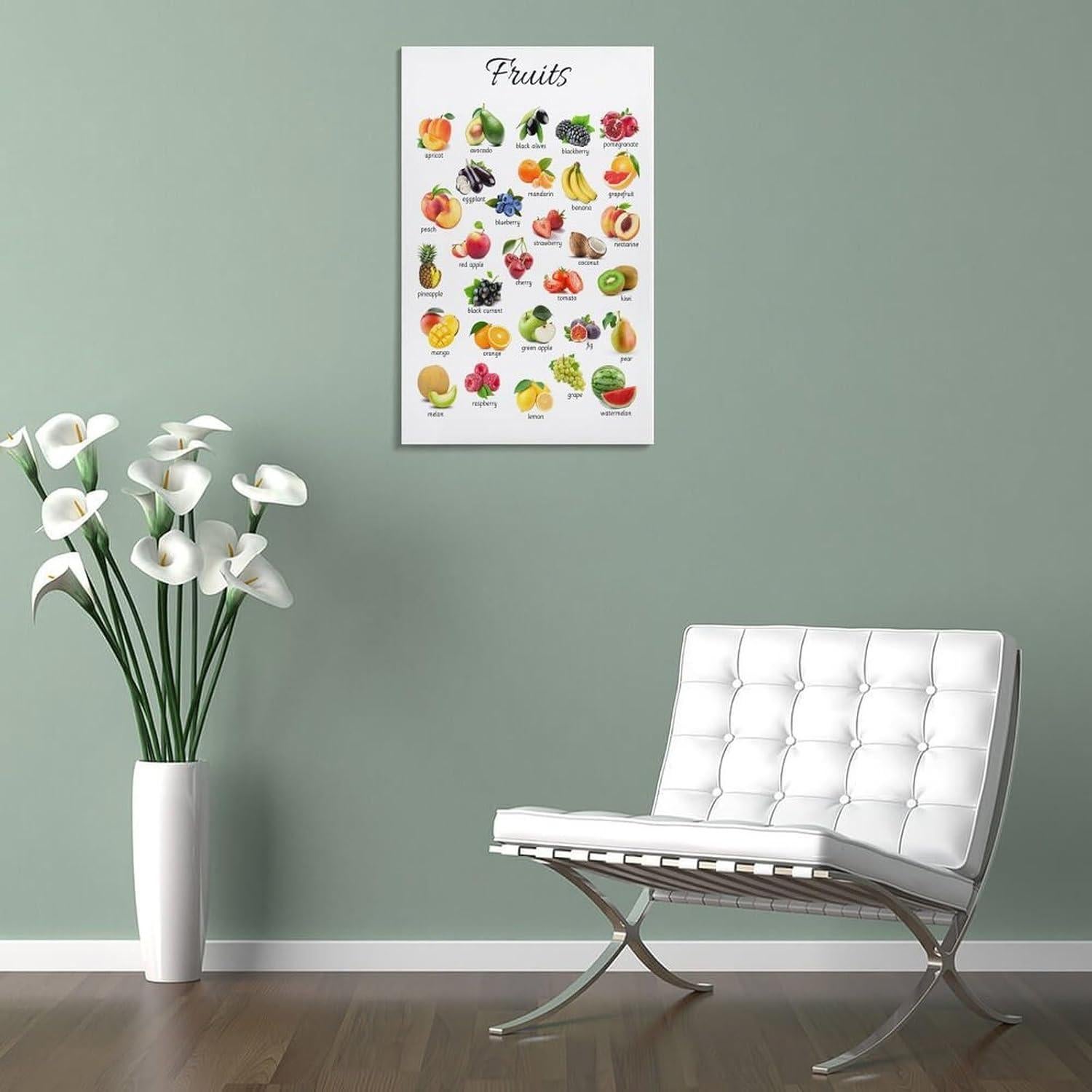 Póster Educativo de Frutas ZGOBMZ 50x75 cm Montessori