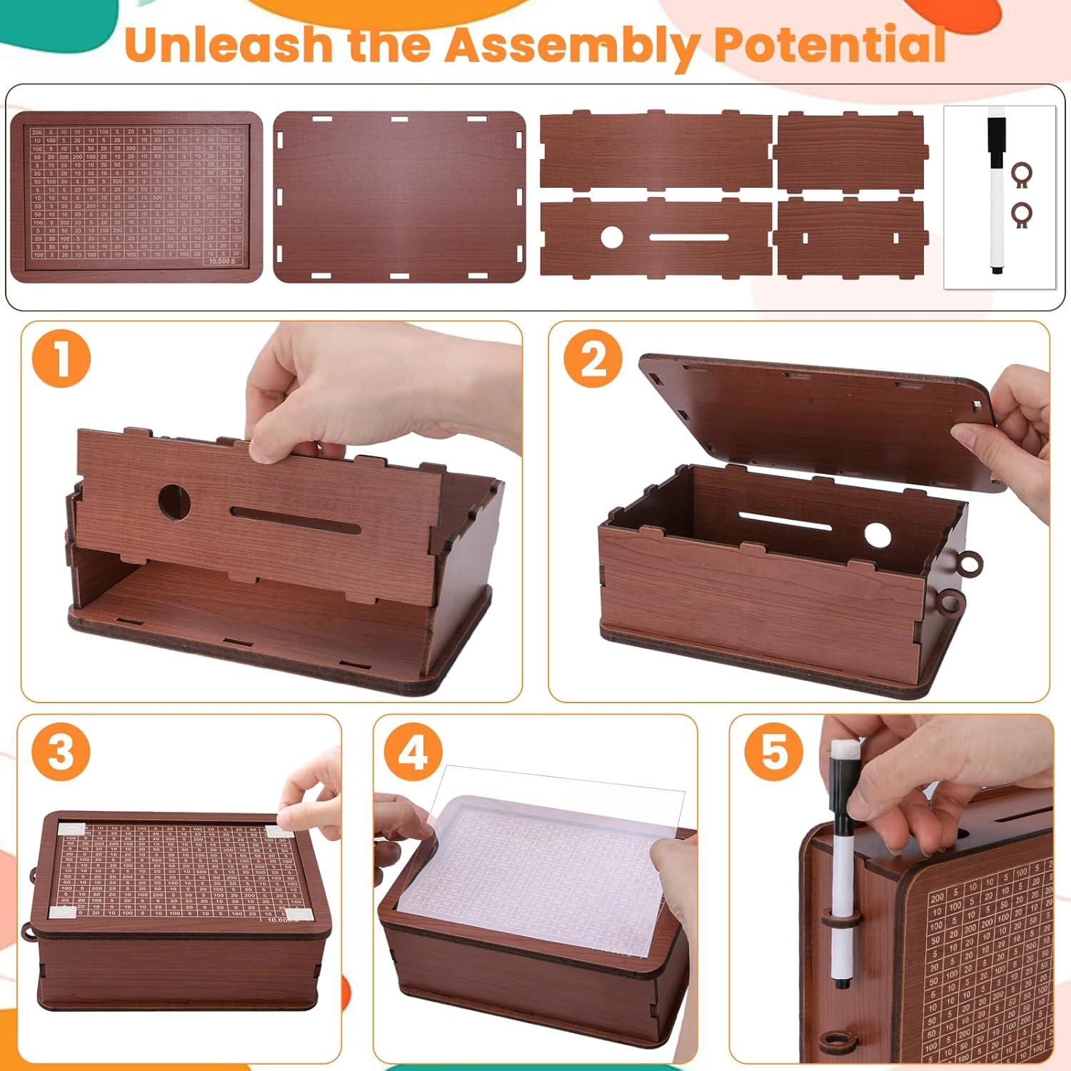 Caja de Ahorros de Madera Uiwkow 10000 Dólares para Niños