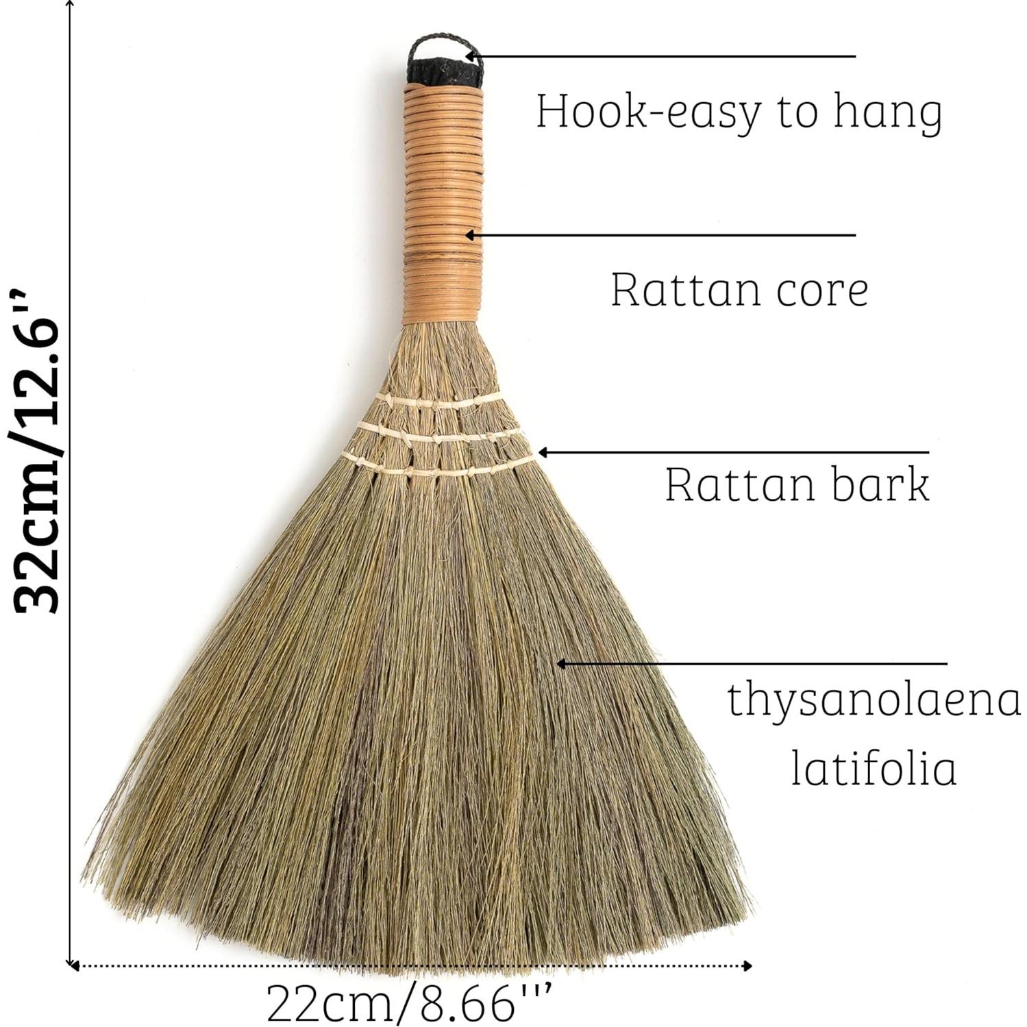 Juego de 2 Escobas de Paja Natural TTS 32 cm - Compactas