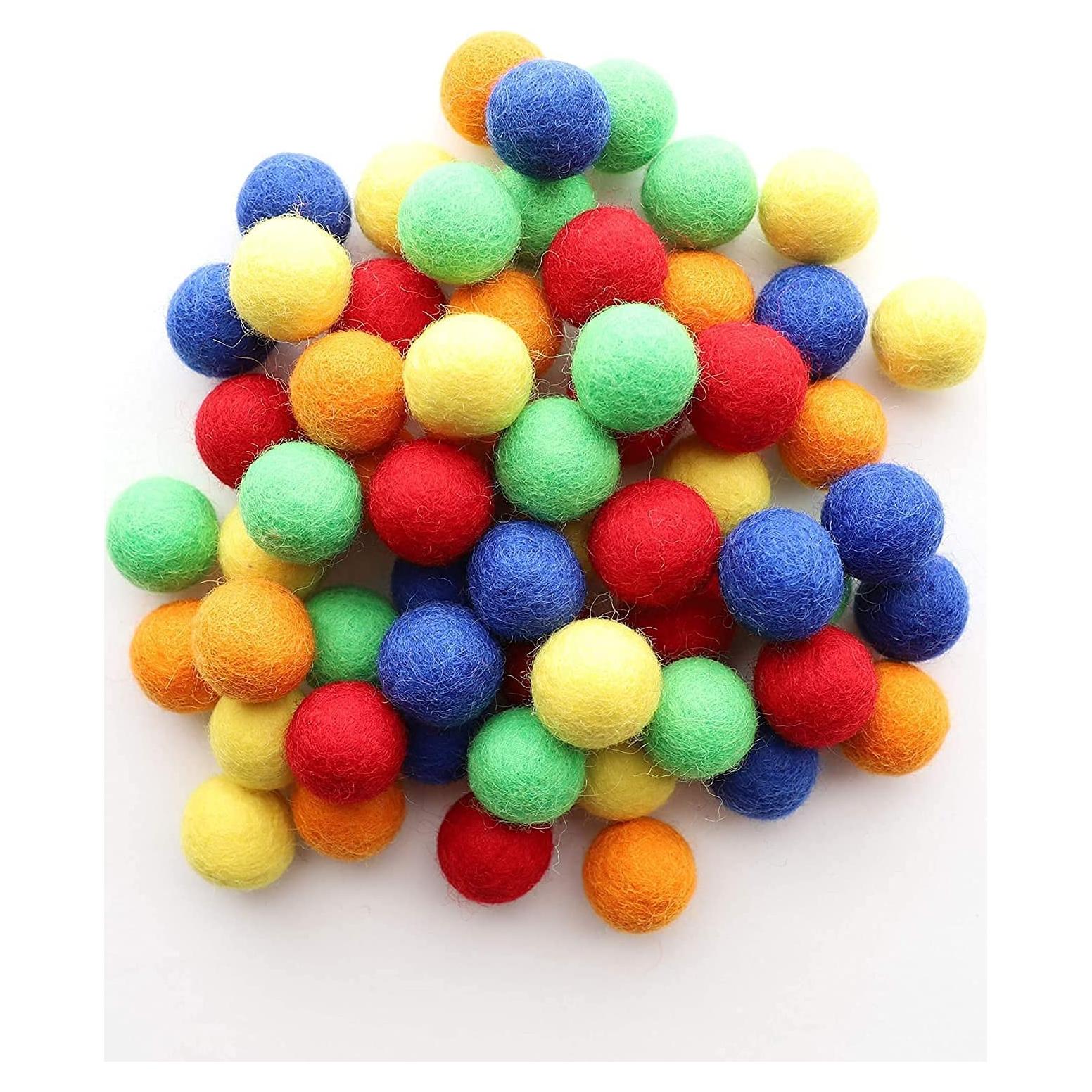 Conjunto de 60 Bolas de Fieltro Arcoíris Mini Fábrica 2.5cm
