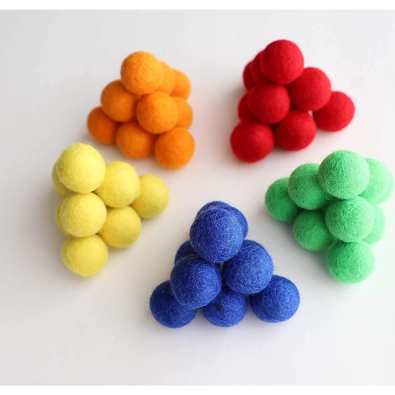 Conjunto de 60 Bolas de Fieltro Arcoíris Mini Fábrica 2.5cm