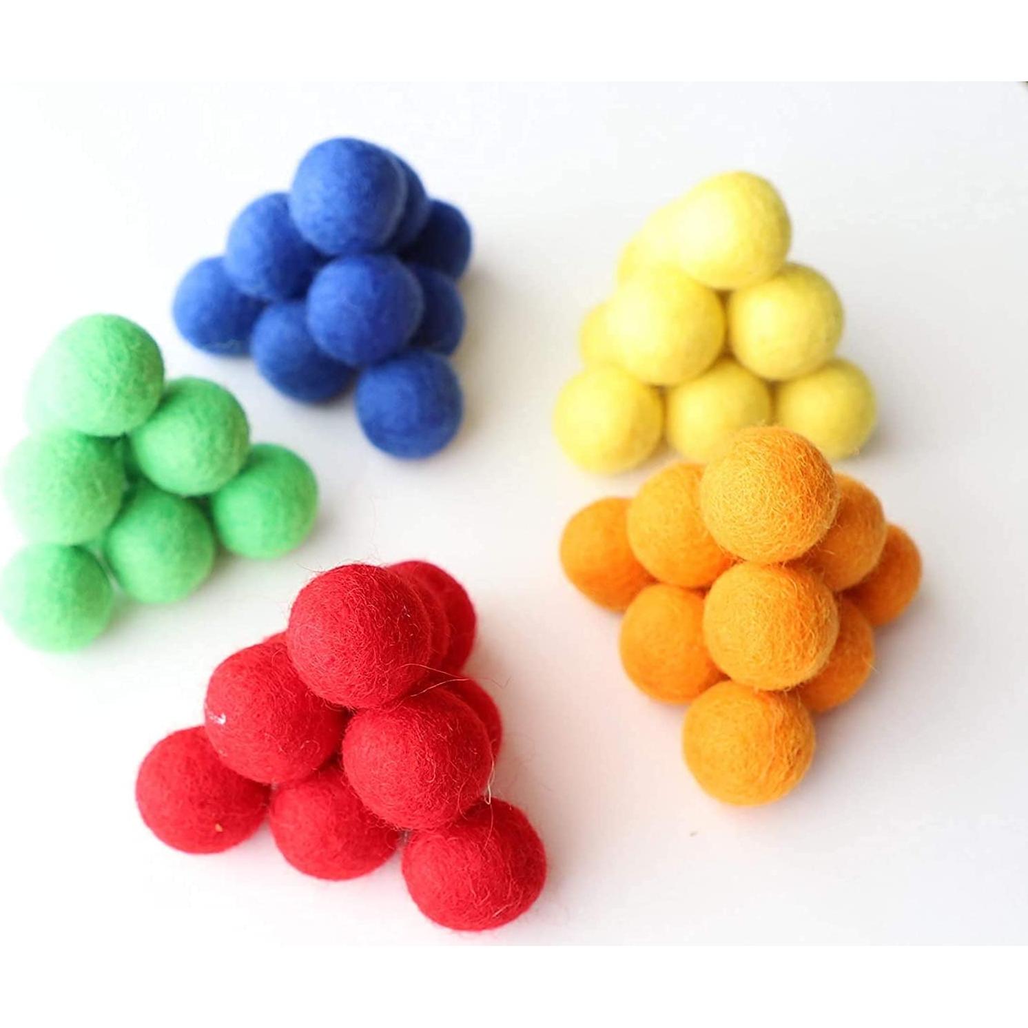 Conjunto de 60 Bolas de Fieltro Arcoíris Mini Fábrica 2.5cm