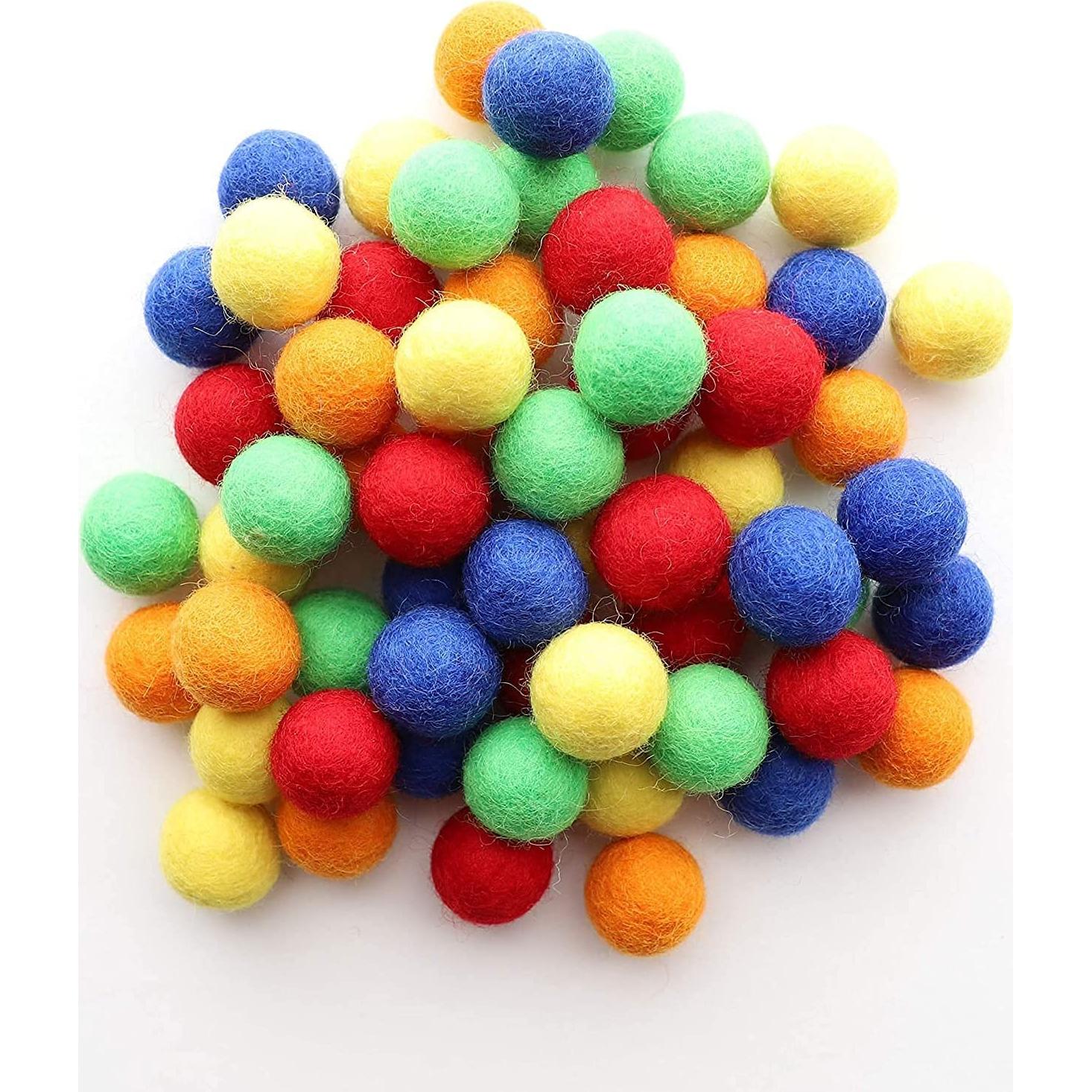 Conjunto de 60 Bolas de Fieltro Arcoíris Mini Fábrica 2.5cm