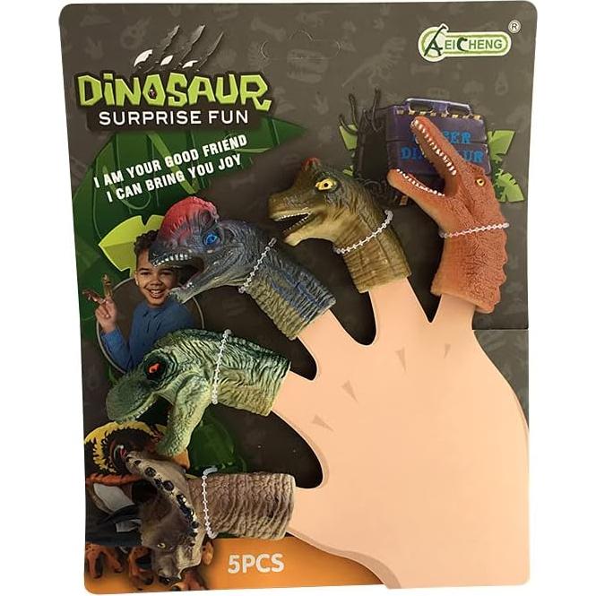 Títeres de dedo de dinosaurio Christoy 5 piezas 6.86 cm