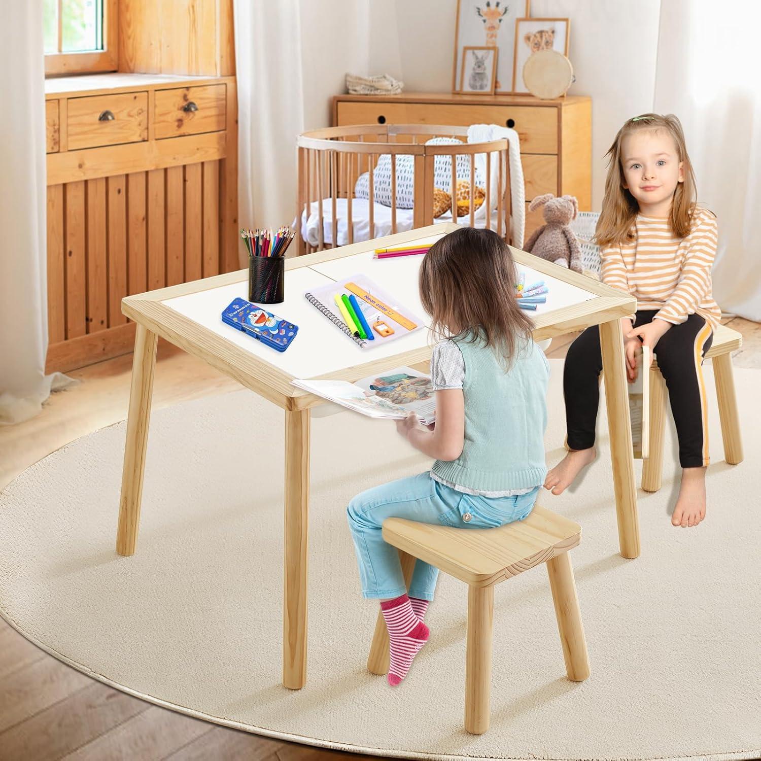 Taburete Infantil de Madera Beright Cuadrado 25.4x24.4x28.2cm