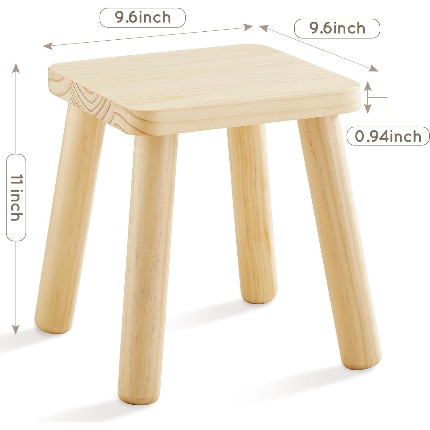 Taburete Infantil de Madera Beright Cuadrado 25.4x24.4x28.2cm