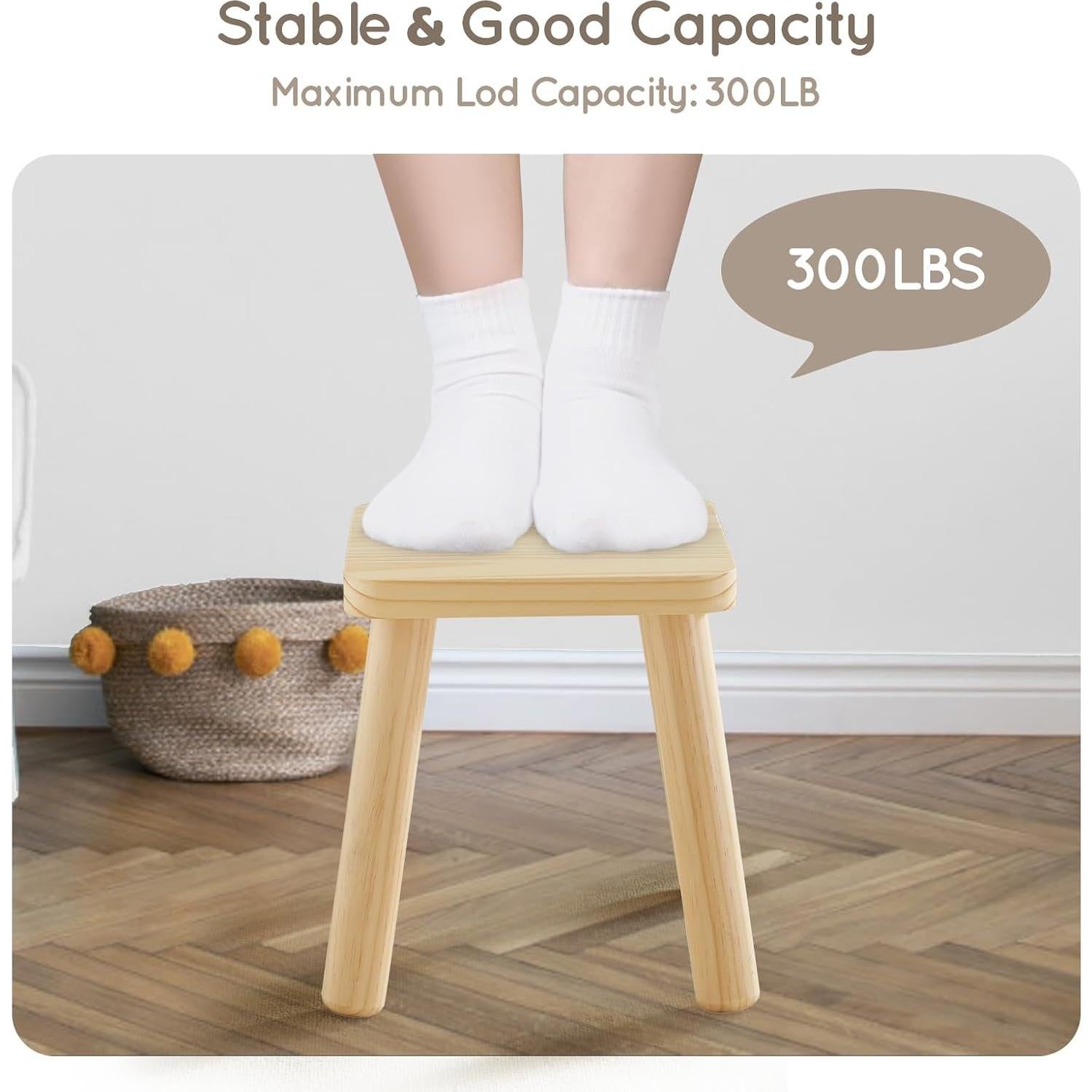 Taburete Infantil de Madera Beright Cuadrado 25.4x24.4x28.2cm