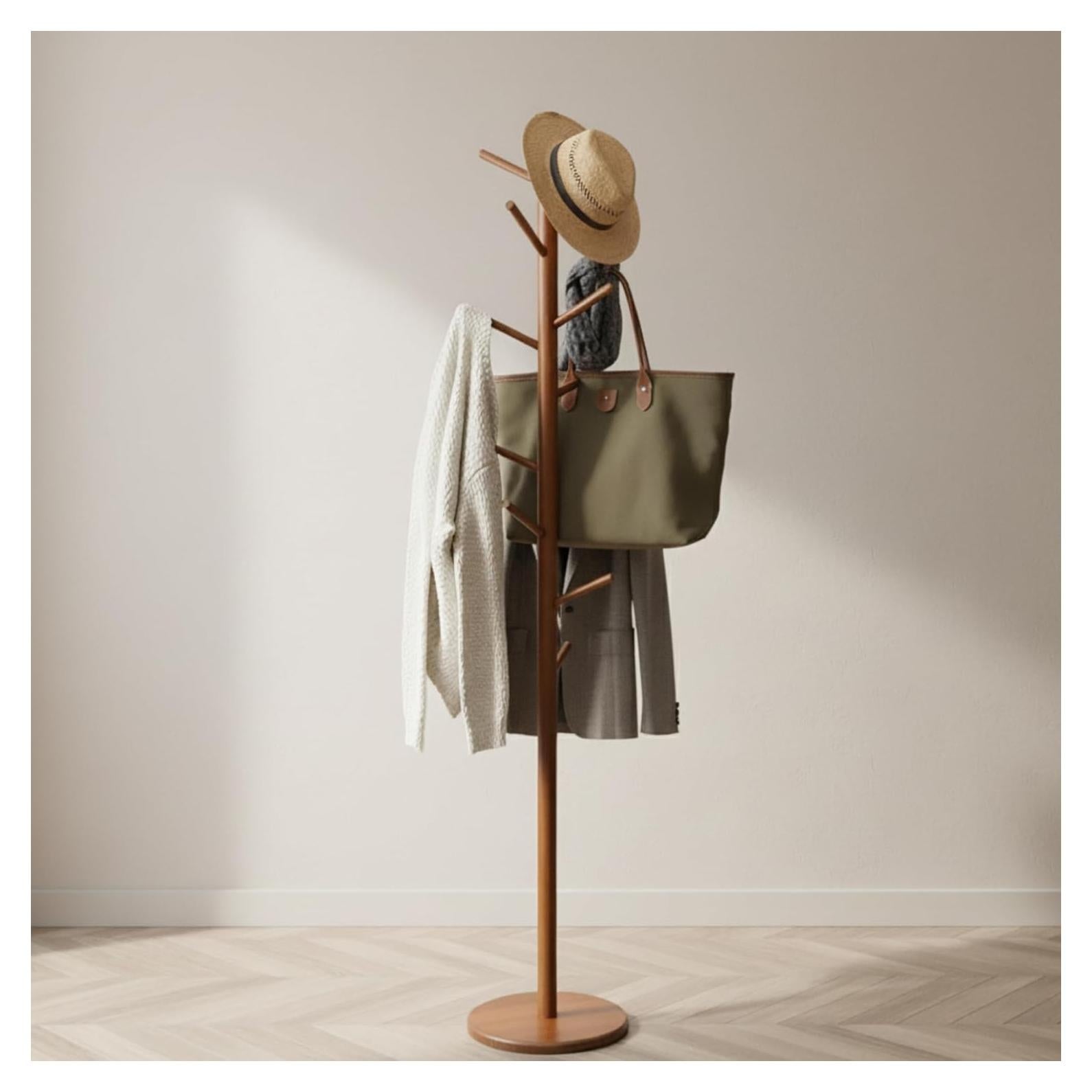 Perchero de Madera Sólida AV Connect con 8 Ganchos Ajustables