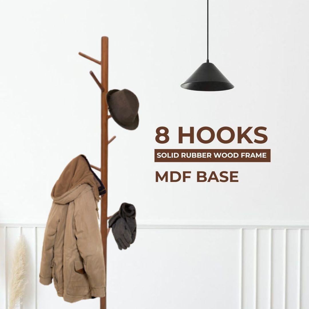 Perchero de Madera Sólida AV Connect con 8 Ganchos Ajustables
