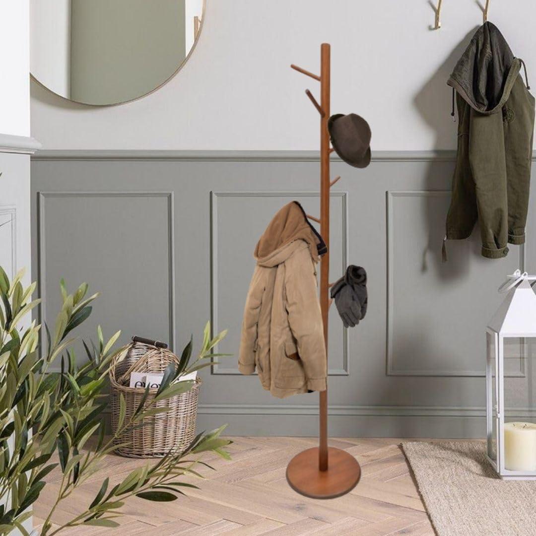 Perchero de Madera Sólida AV Connect con 8 Ganchos Ajustables