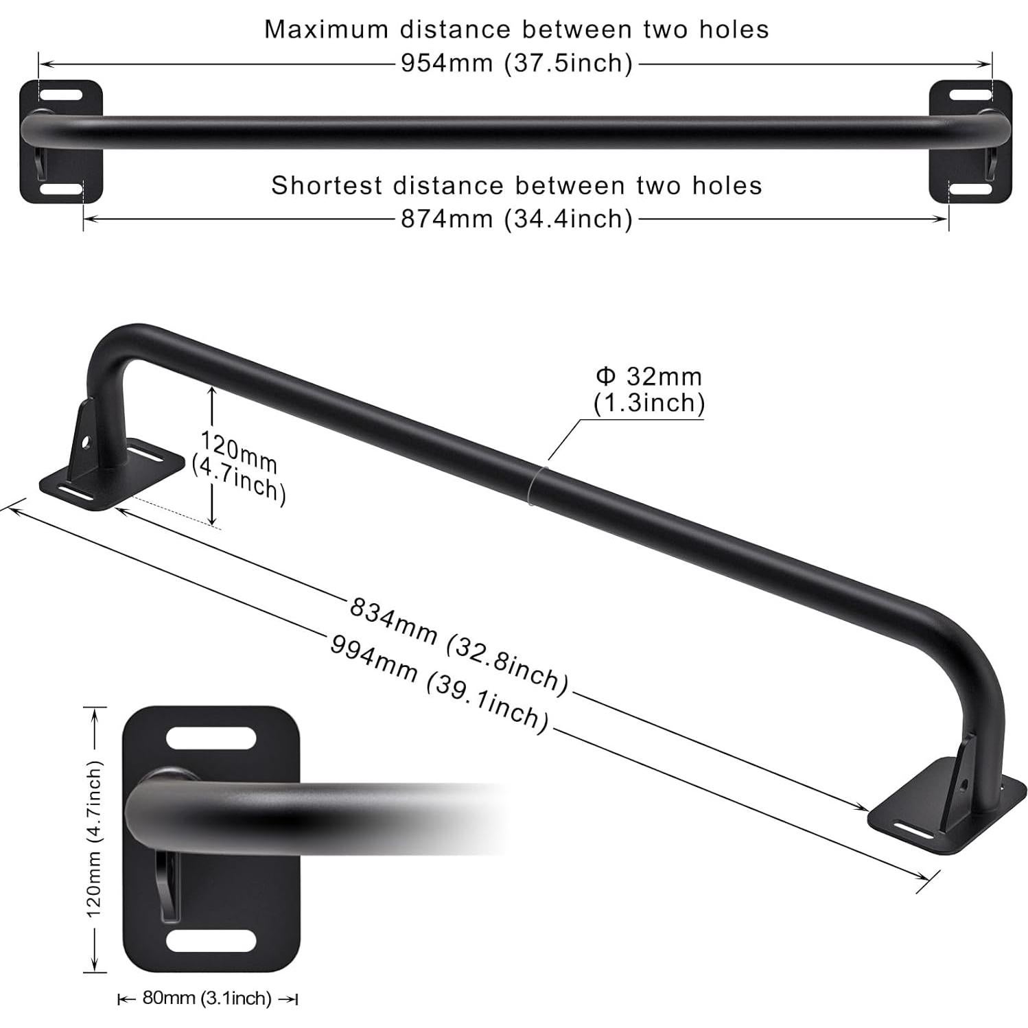 Barra de Dominadas SELEWARE Montaje en Pared 91 cm Alta Resistencia