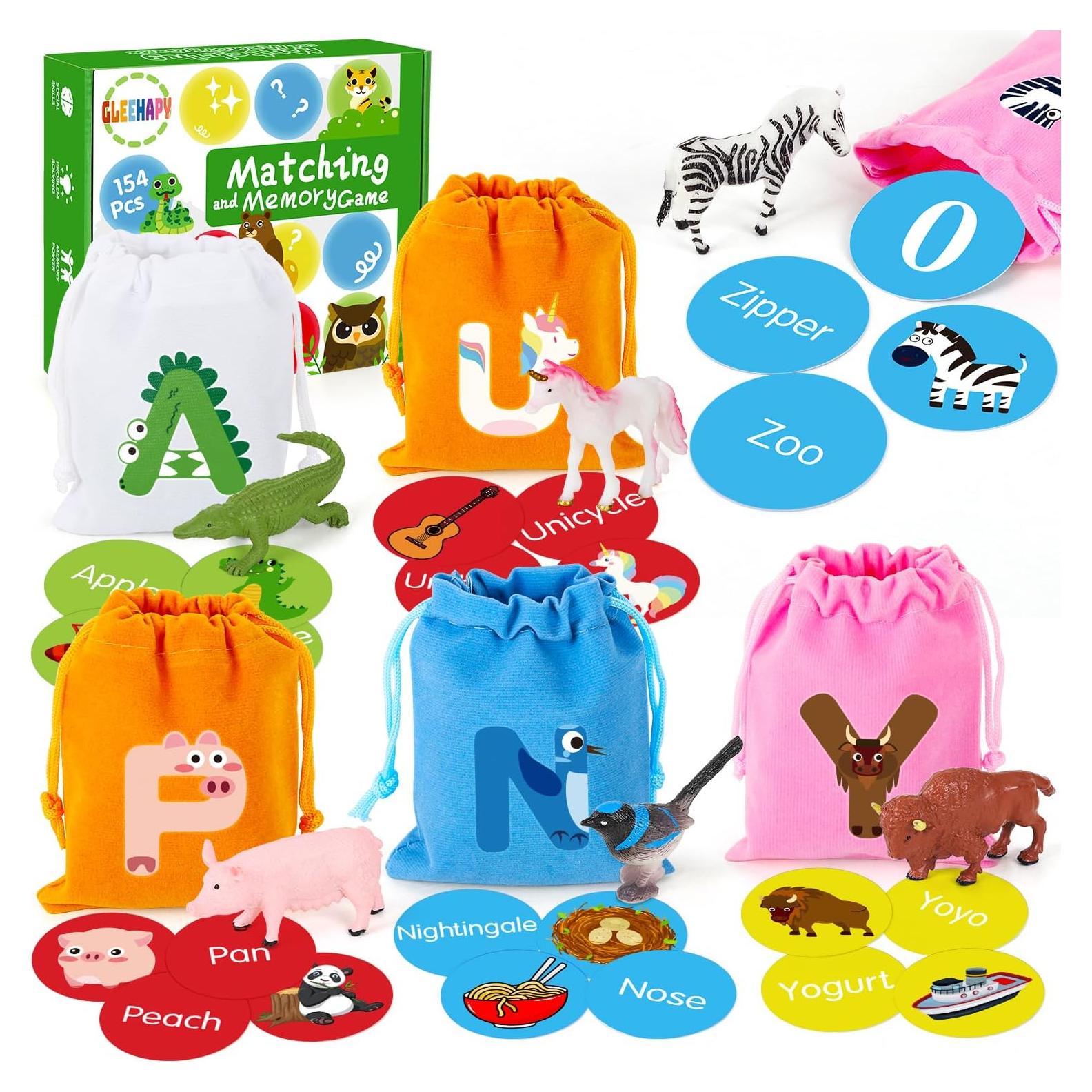 Juguete Educativo GLEEHAPY Alfabeto 104 Tarjetas y Animales