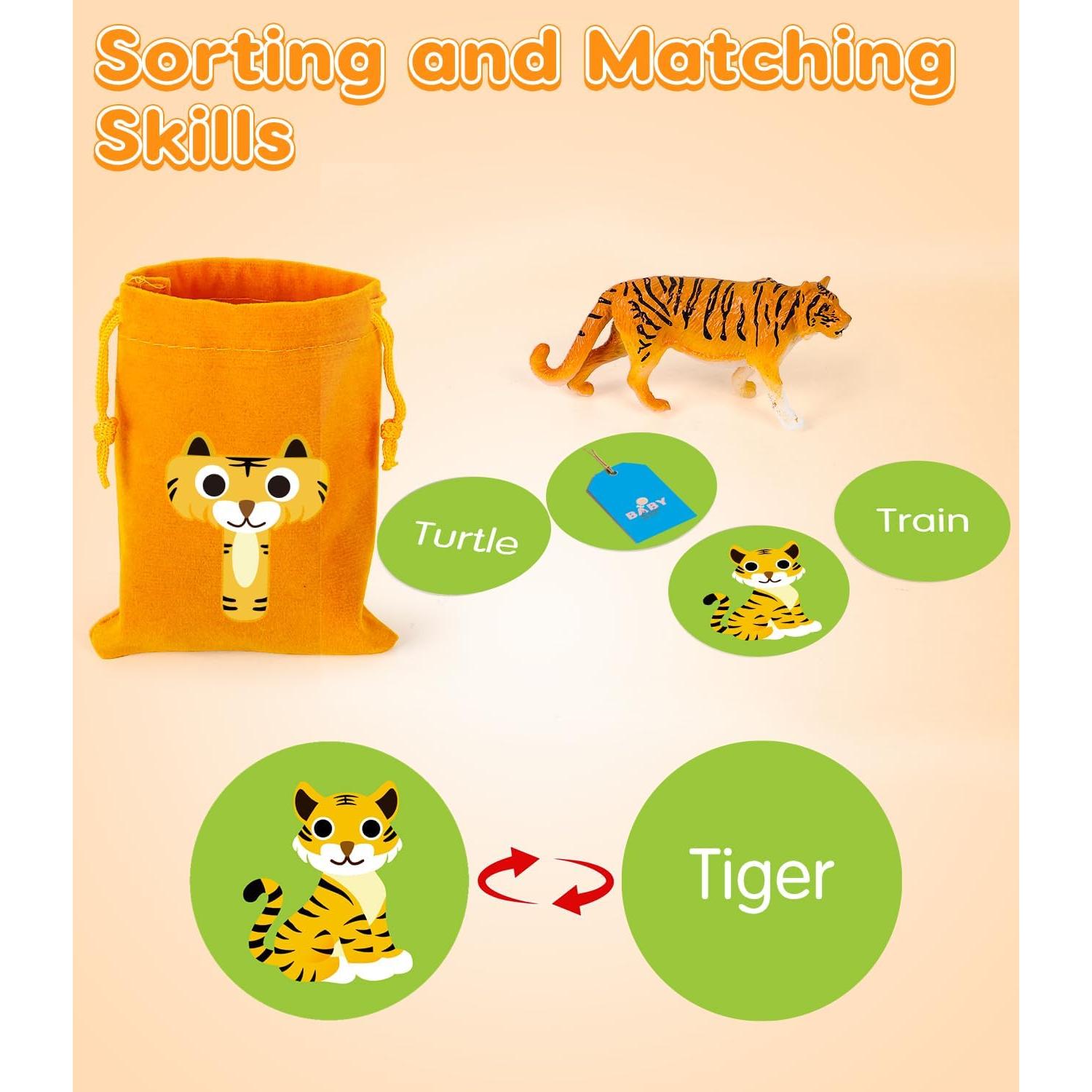 Juguete Educativo GLEEHAPY Alfabeto 104 Tarjetas y Animales