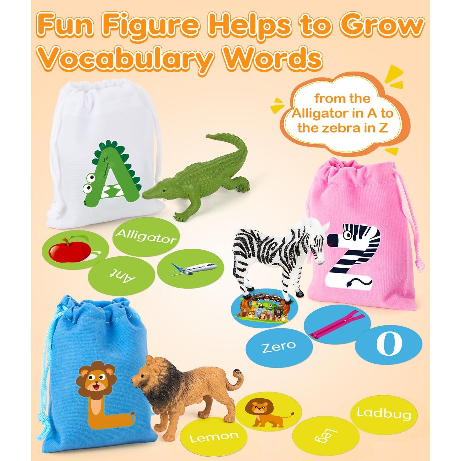 Juguete Educativo GLEEHAPY Alfabeto 104 Tarjetas y Animales