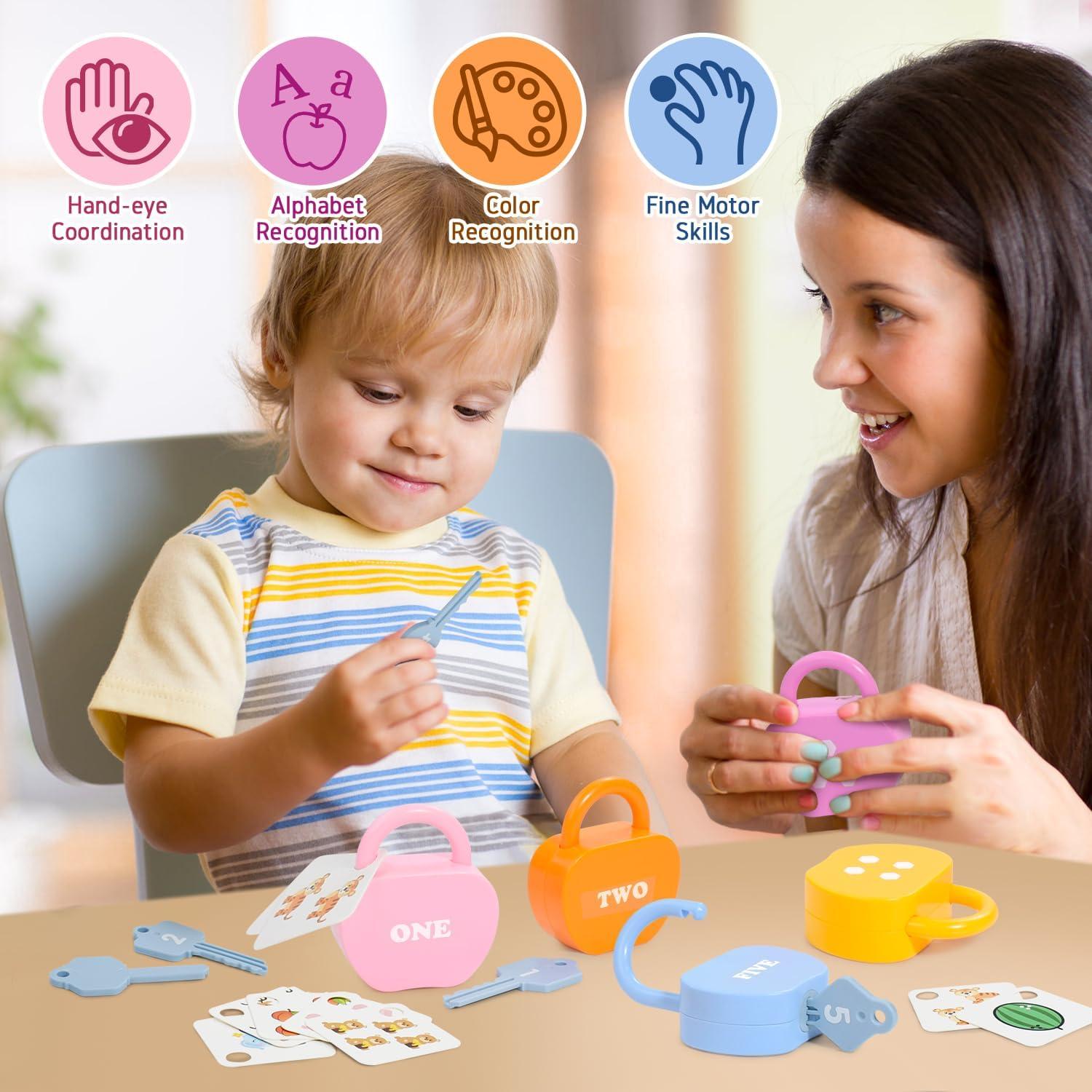 Juguete de Cerradura y Llave YYDeek 5 Piezas Montessori