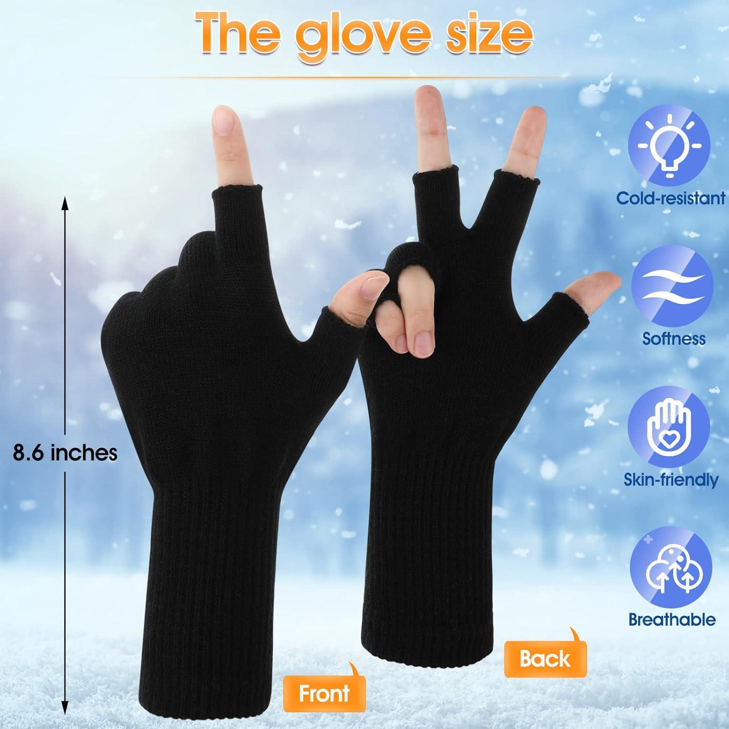 6 Pares Guantes Cortos Unisex Elásticos de Acrílico Negros
