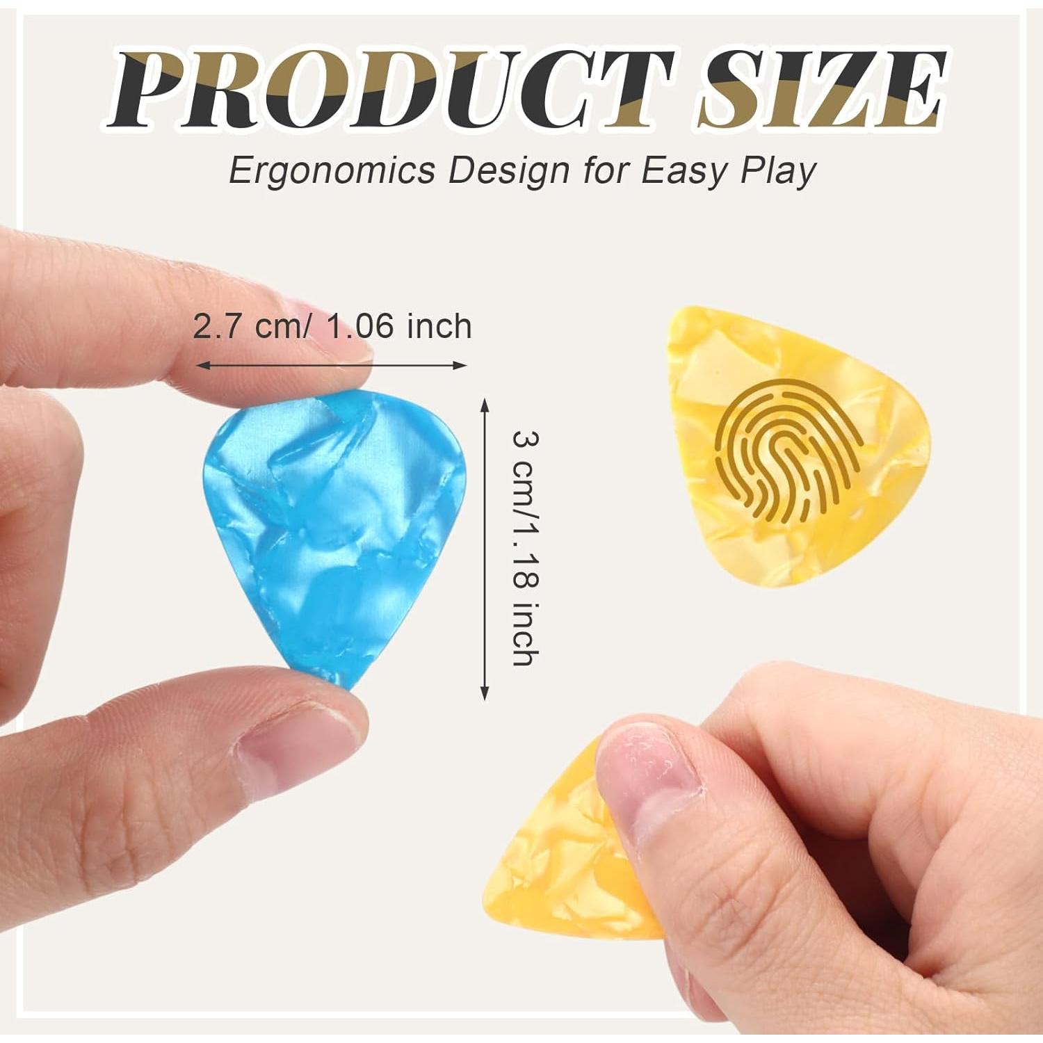 Púas de Guitarra Yeshone 600 Pcs Celuloide 0.46 mm Multicolor