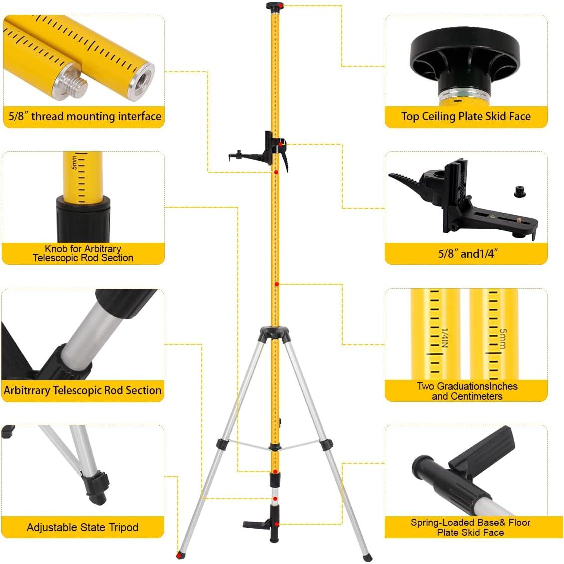 Polo de Nivel Láser DMITER Telescópico 3.7M con Trípode