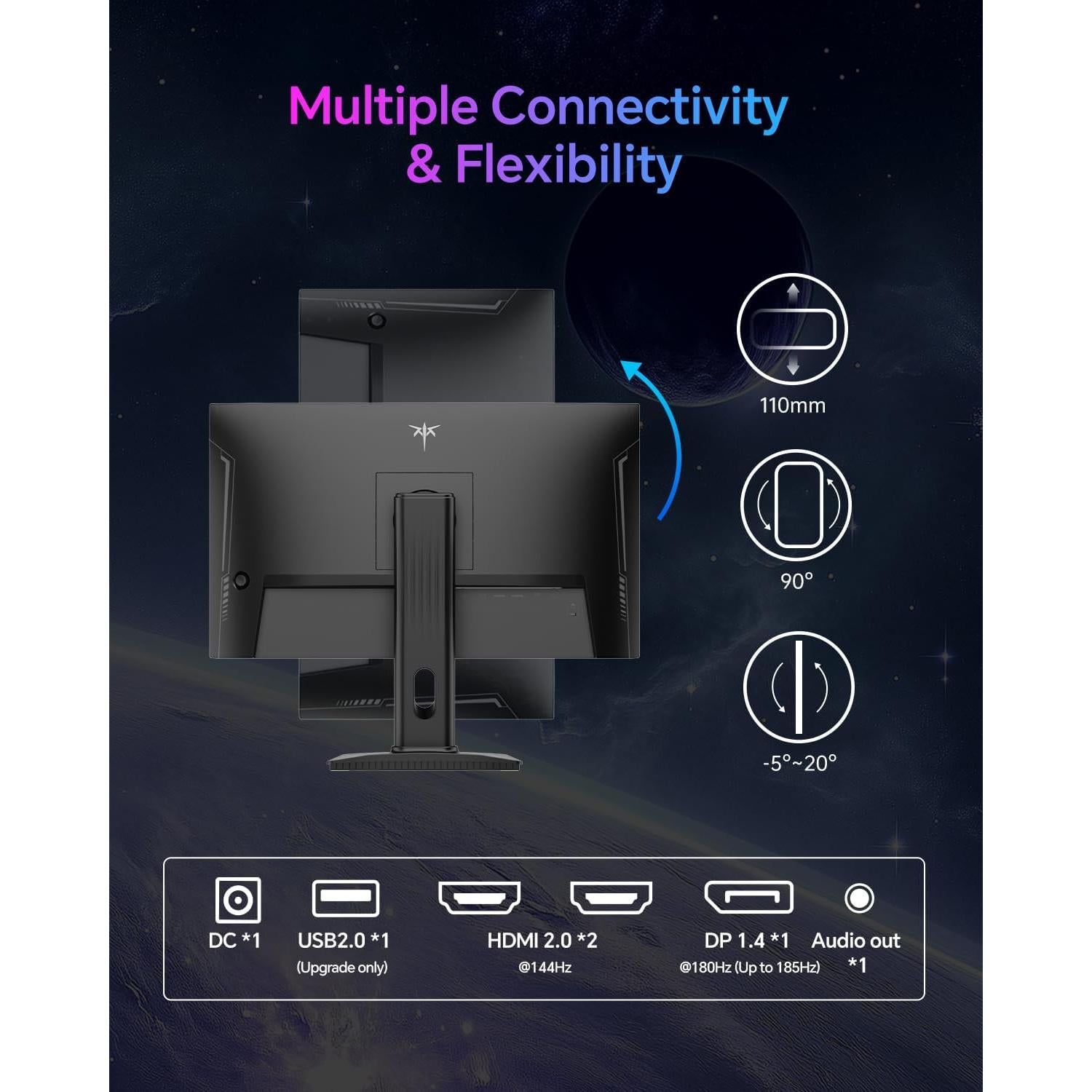 Monitor Gaming KTC 24" QHD 180Hz IPS HDR400 Altura Ajustable