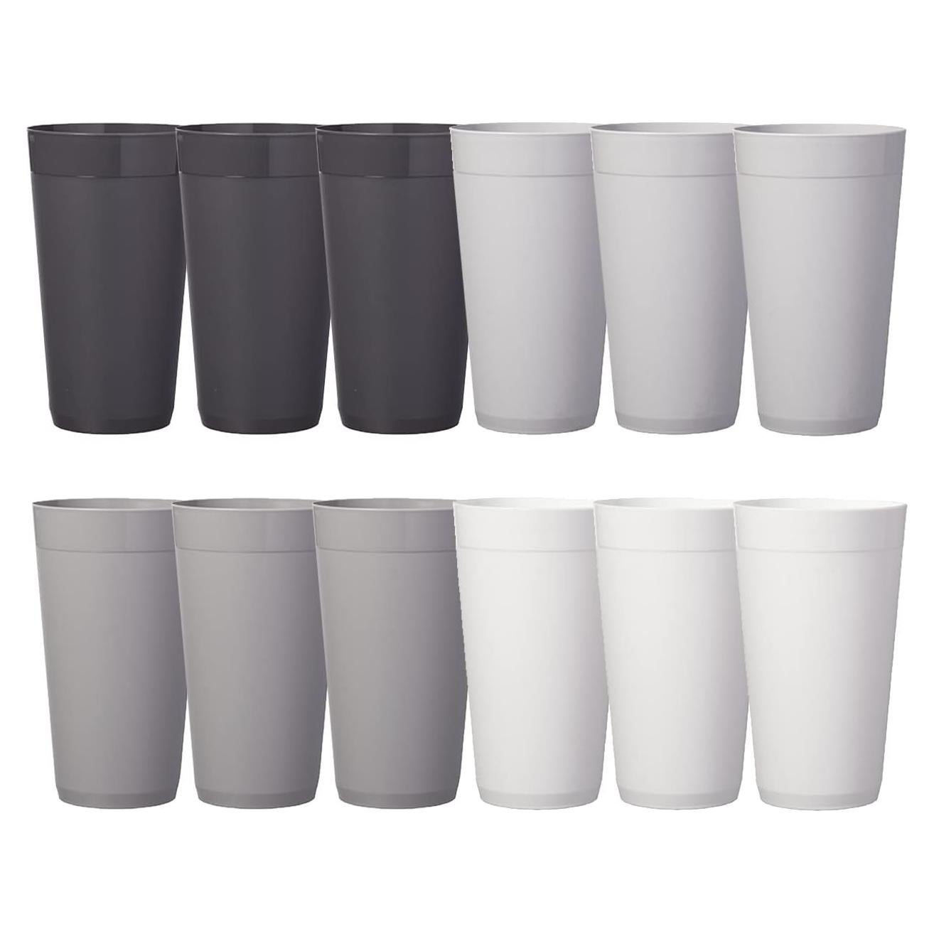 Vasos de Plástico US Acrylic 20 oz Set 12 Reutilizables Gris