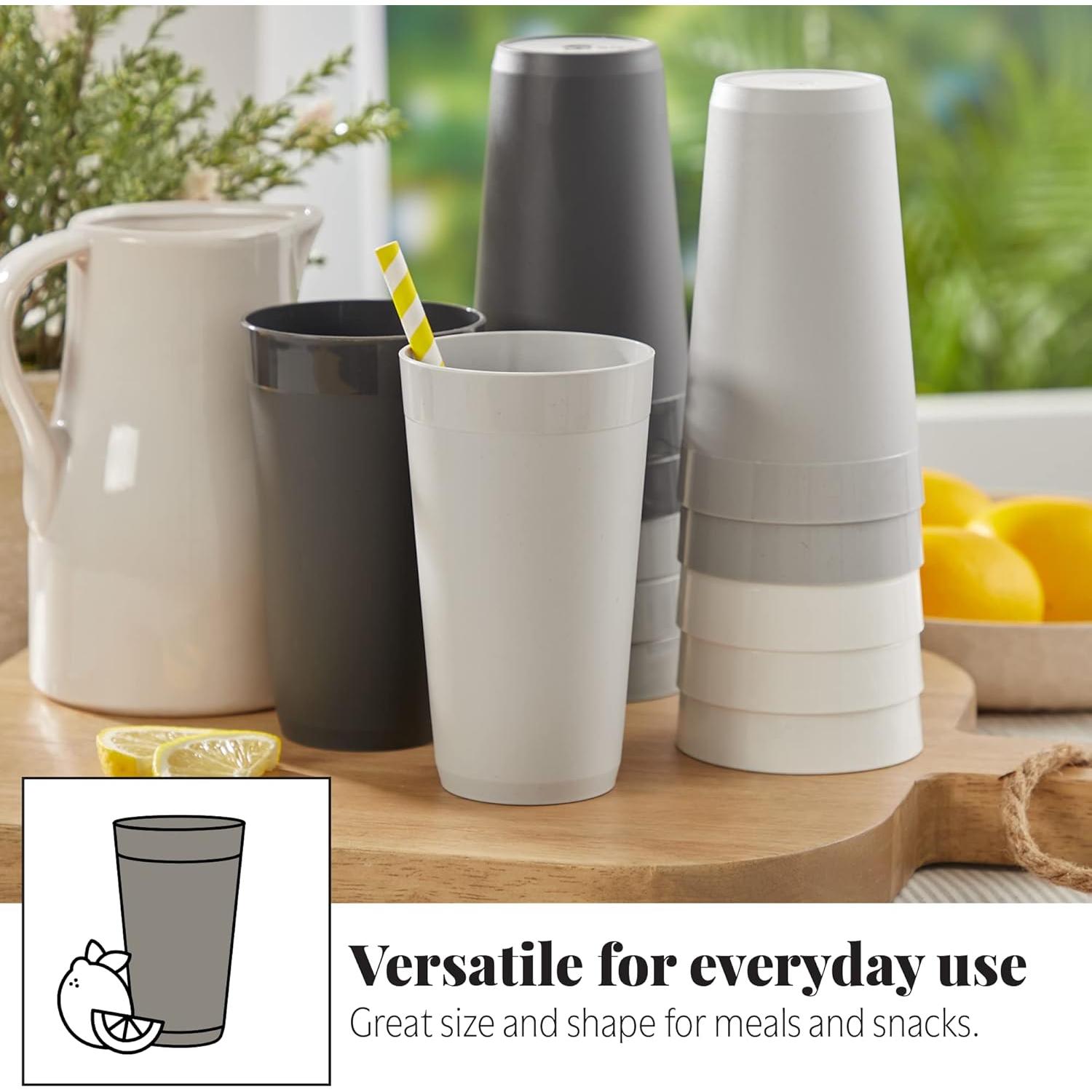 Vasos de Plástico US Acrylic 20 oz Set 12 Reutilizables Gris