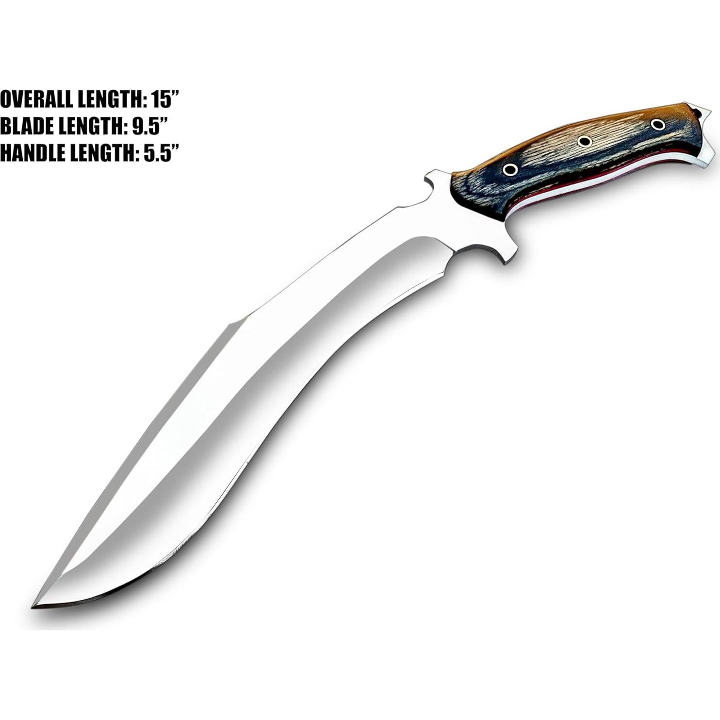 Cuchillo Kukri Warivo Hecho a Mano 39.37 cm con Funda de Cuero