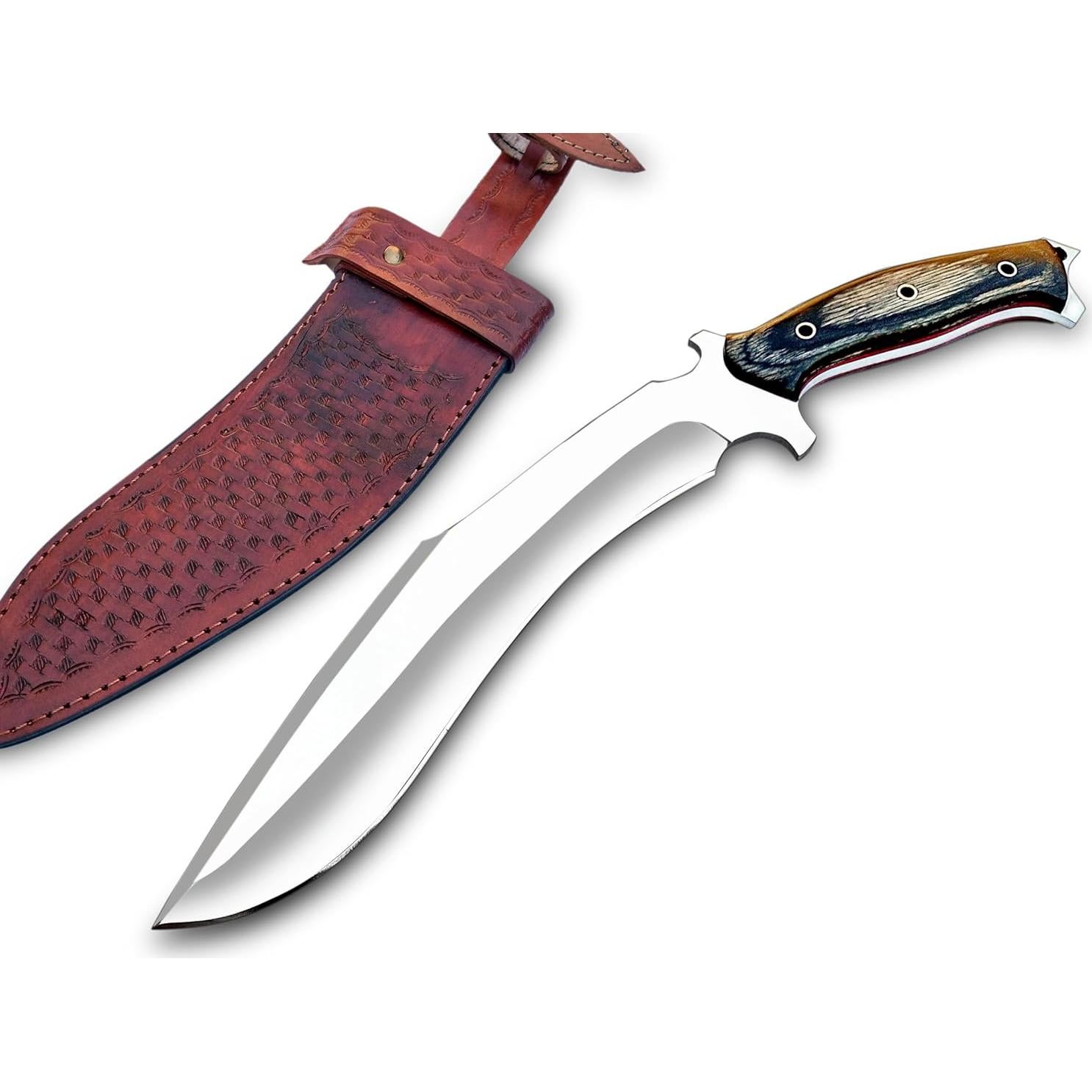 Cuchillo Kukri Warivo Hecho a Mano 39.37 cm con Funda de Cuero
