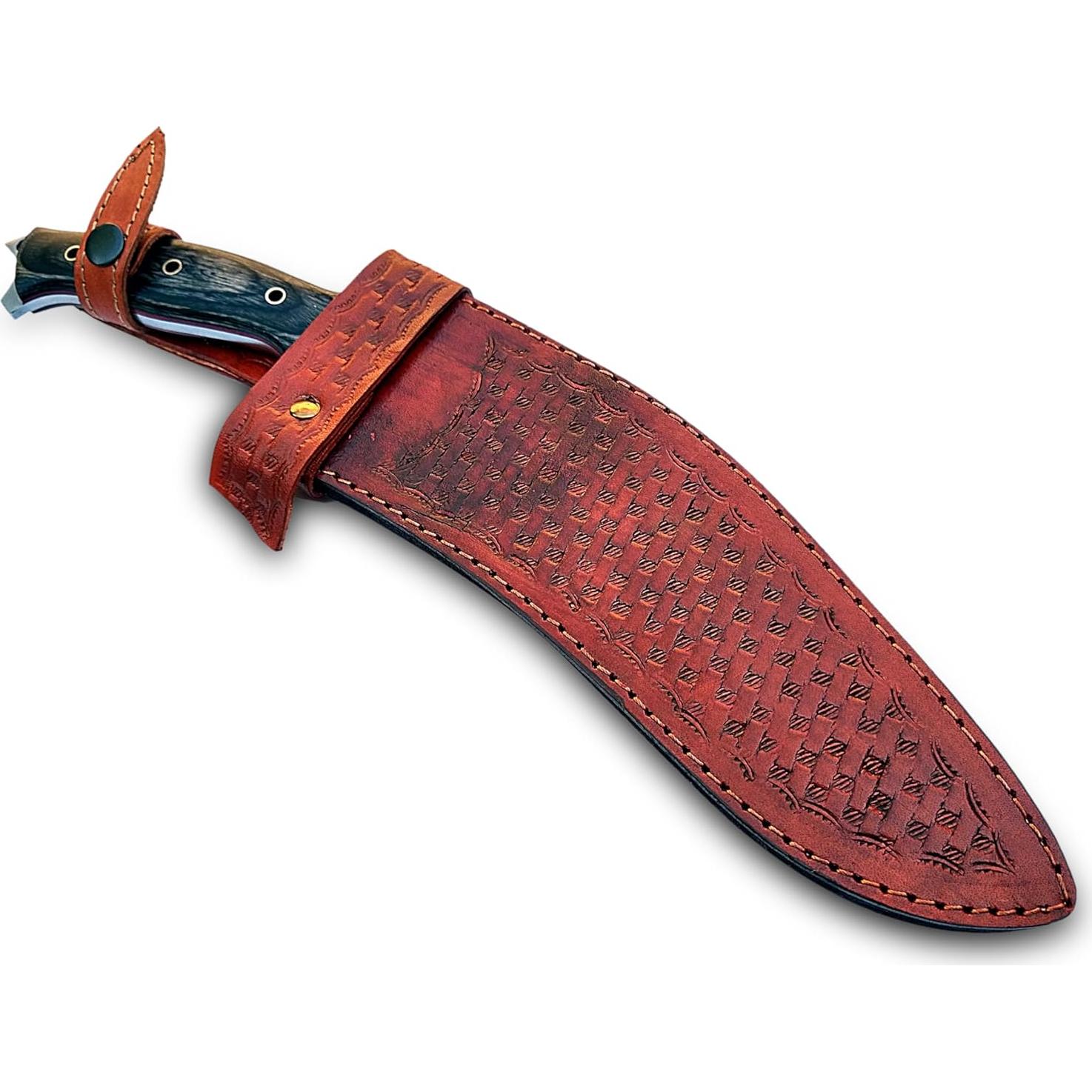 Cuchillo Kukri Warivo Hecho a Mano 39.37 cm con Funda de Cuero