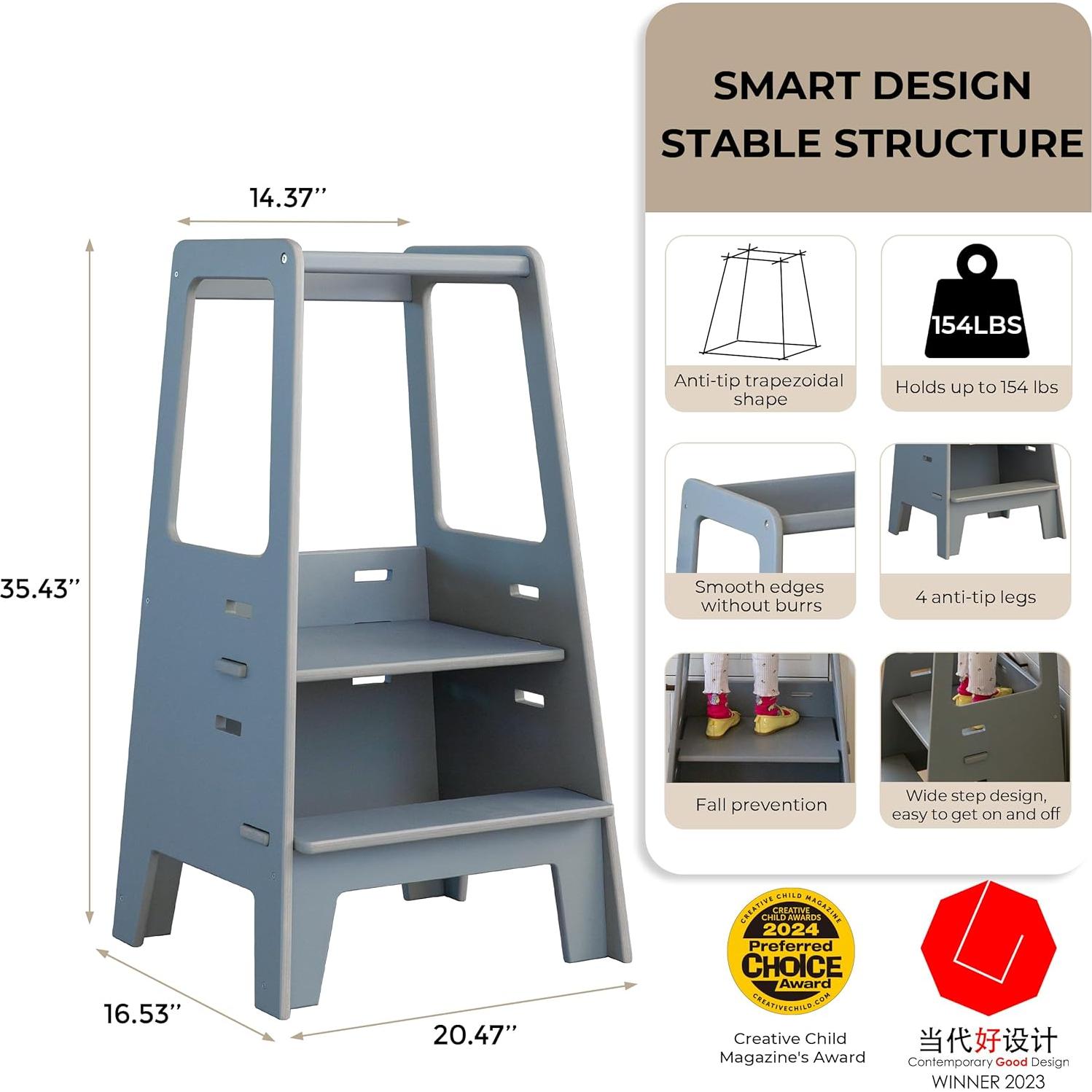 Torre de Pie Ajustable AVDAR para Niños Pequeños - Madera