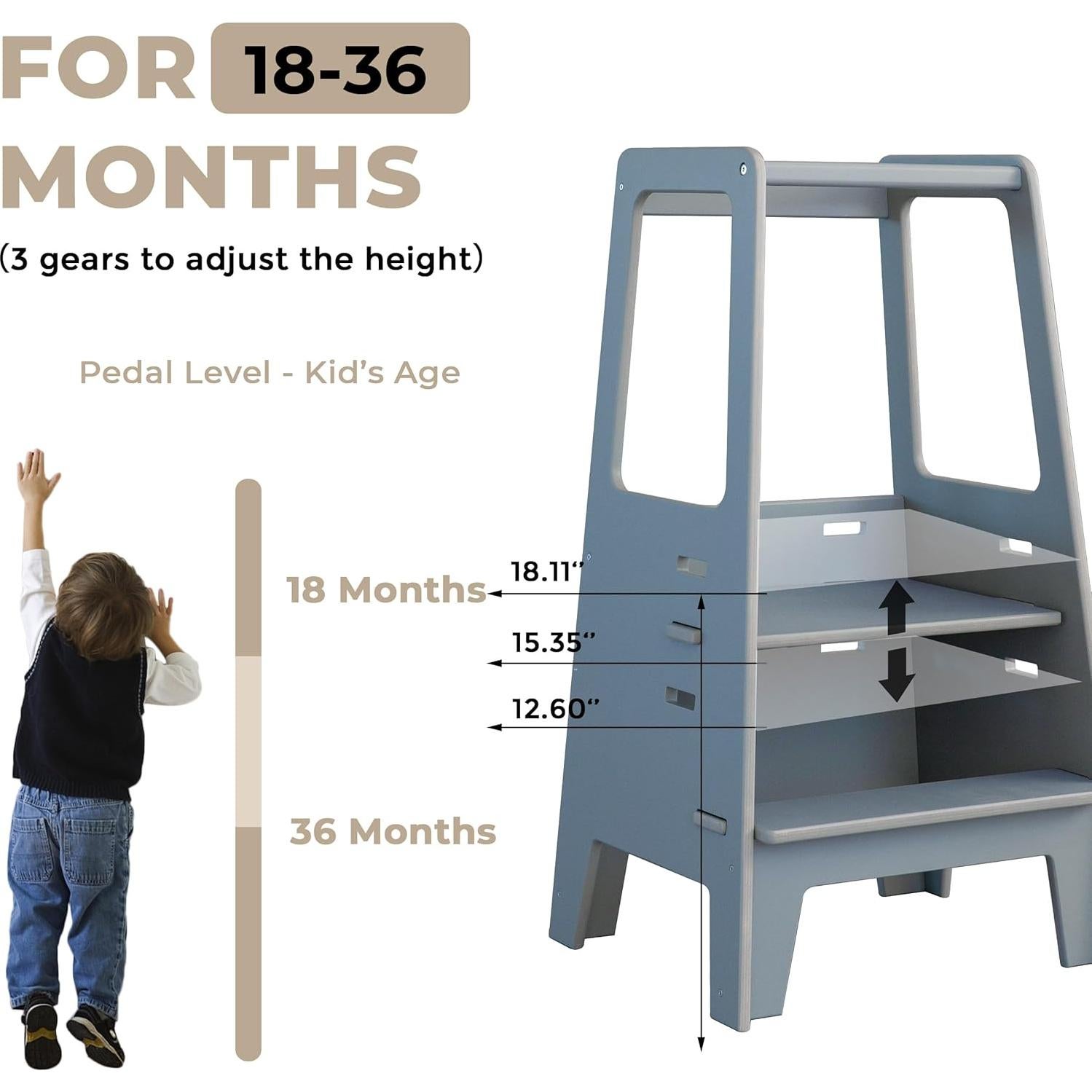 Torre de Pie Ajustable AVDAR para Niños Pequeños - Madera