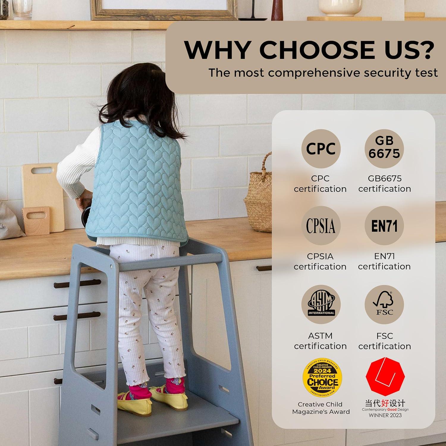 Torre de Pie Ajustable AVDAR para Niños Pequeños - Madera