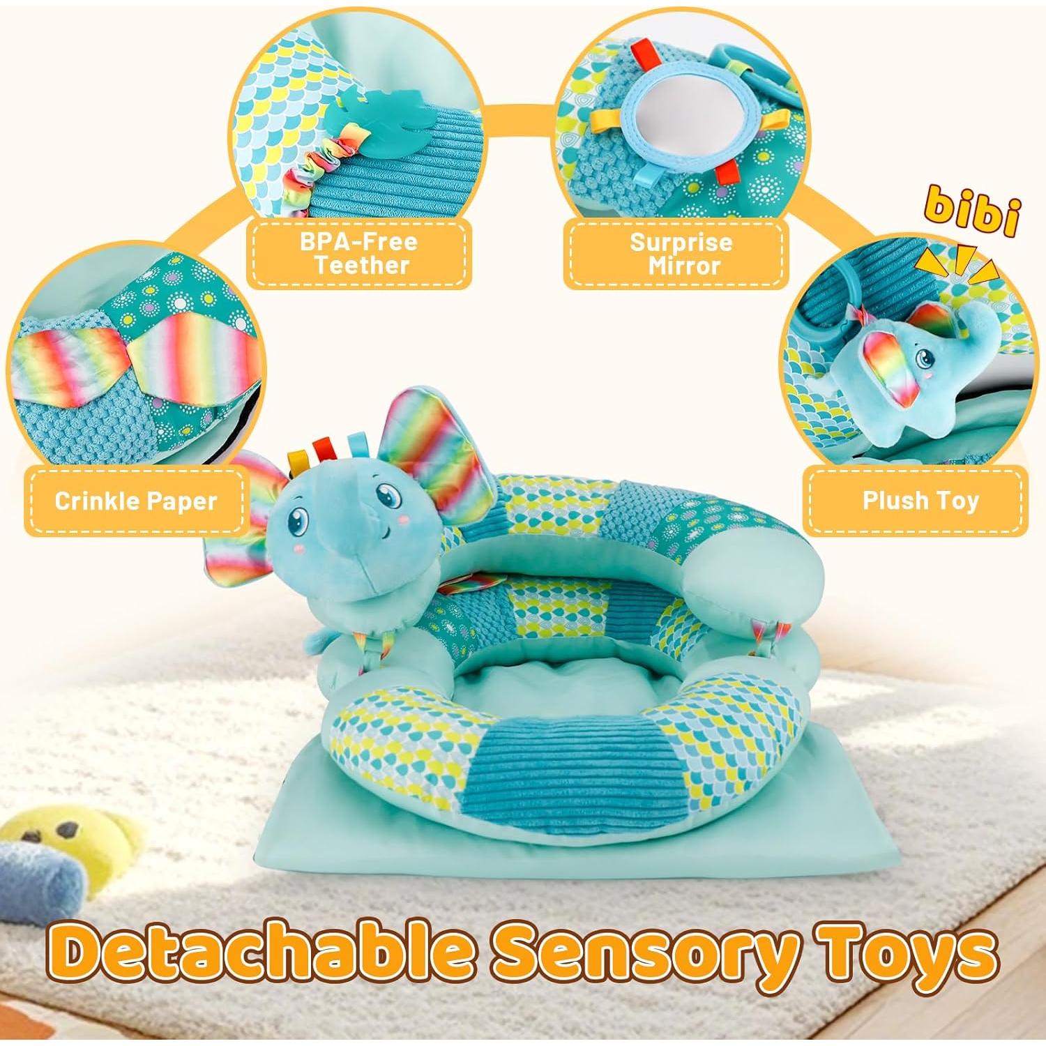 Almohada 3-en-1 Blublu Park para Bebés - Soporte Sentado Azul