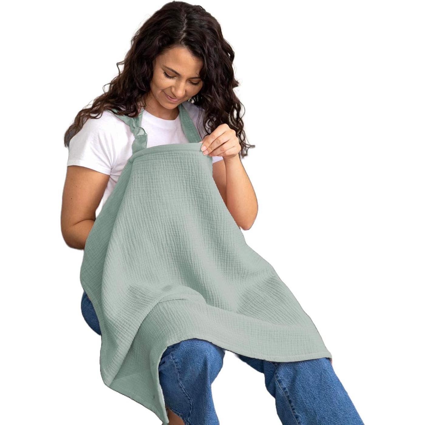 Cubierta de Lactancia Multiuso Evergrwn Verde Salvia 100% Algodón