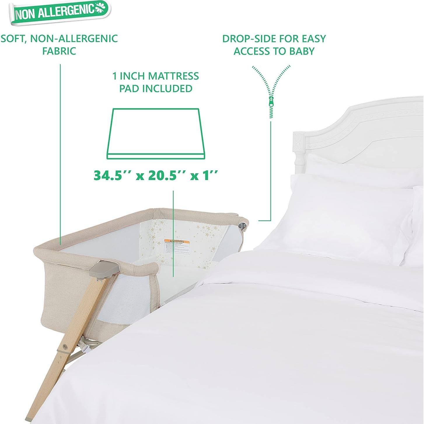 Cuna Evolur Stellar Lateral Beige Ajustable 11.34 kg