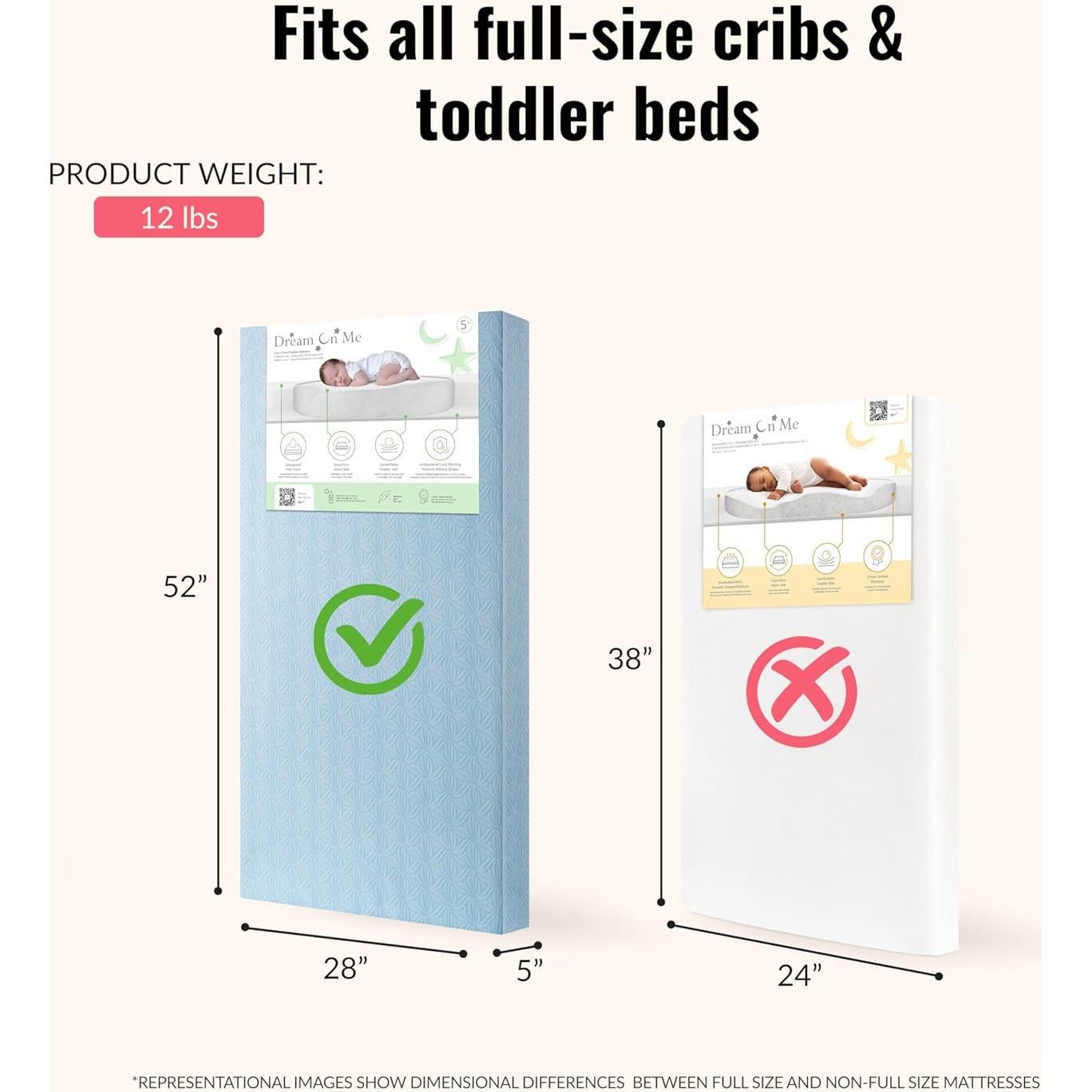 Colchón 2 en 1 Dream On Me para Cuna y Niños - Floral Azul