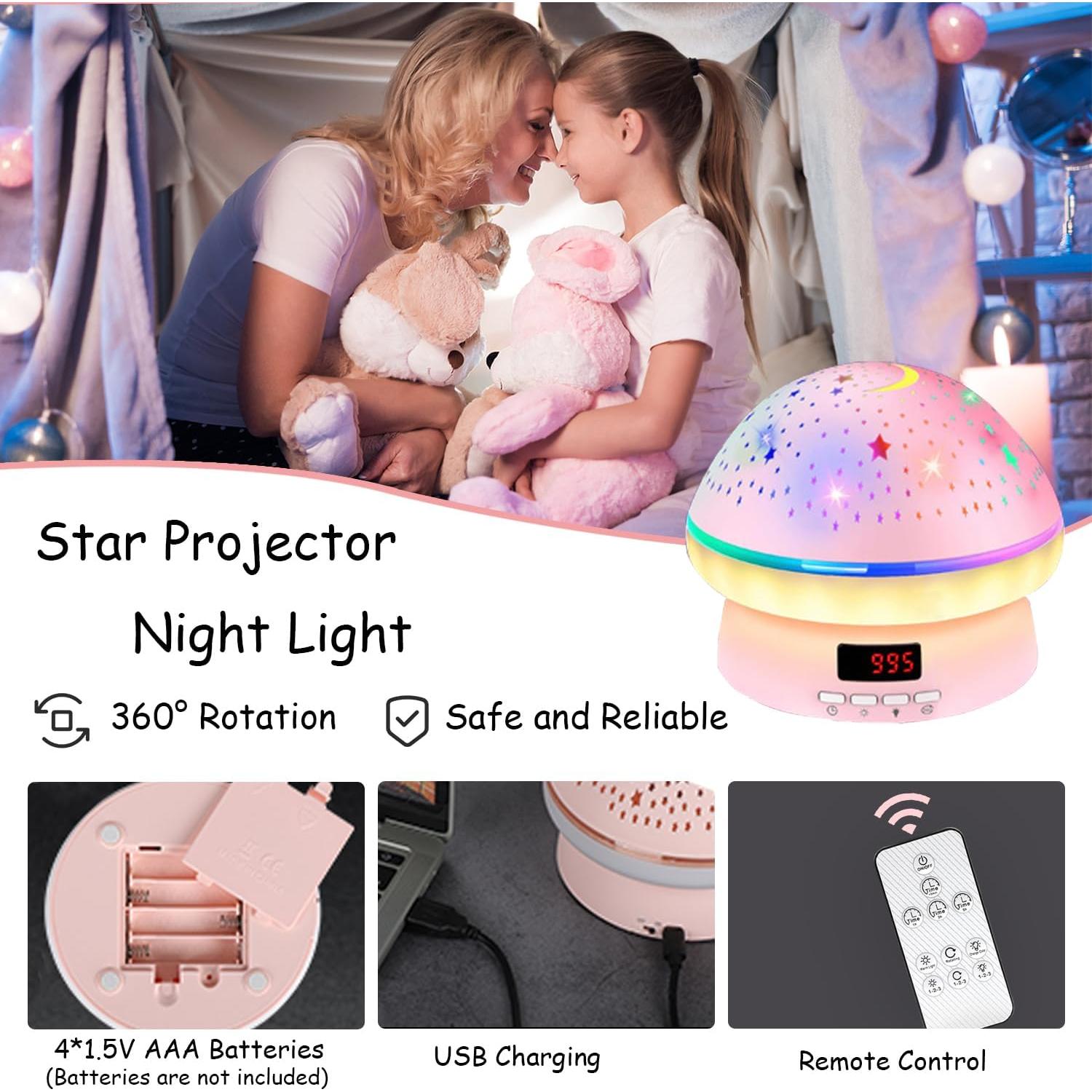 Proyector de Estrellas Genérico Rosa con Control Remoto y Temporizador