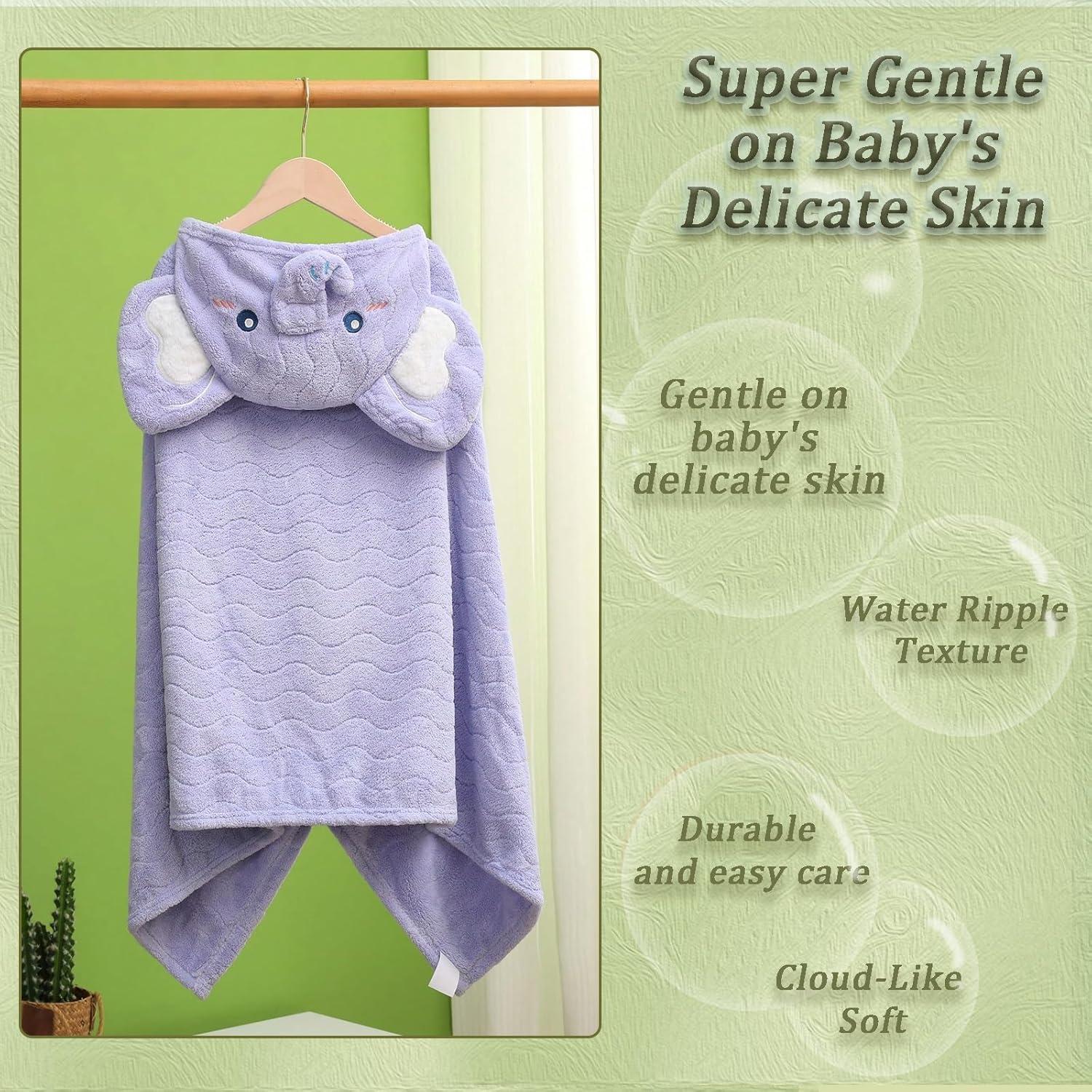 Toalla de Baño con Capucha KLHYIT 70x140 cm 2-Pack Dinosaurio + Elefante