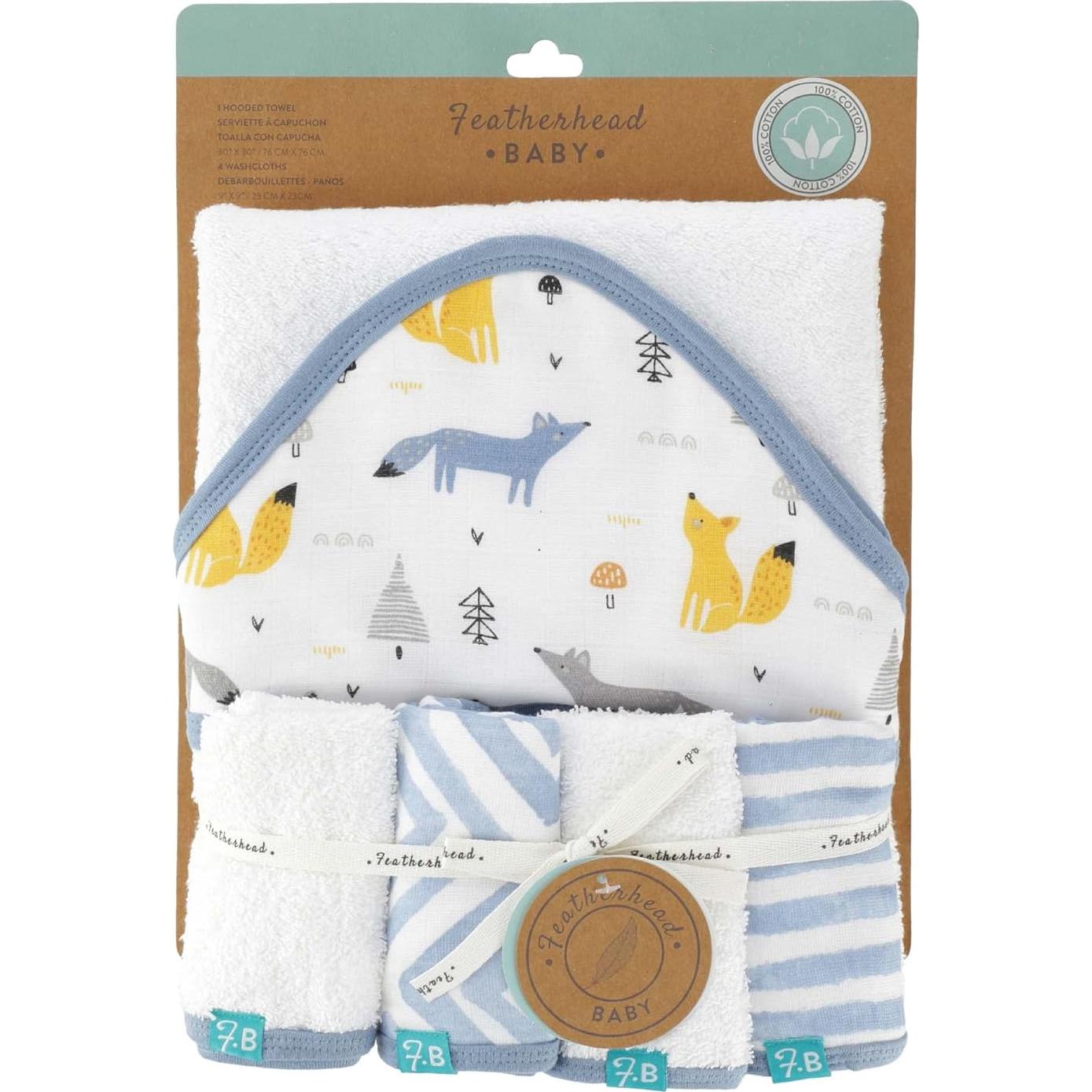 Juego de Toalla de Baño con Capucha Featherhead 5 Piezas 100% Algodón