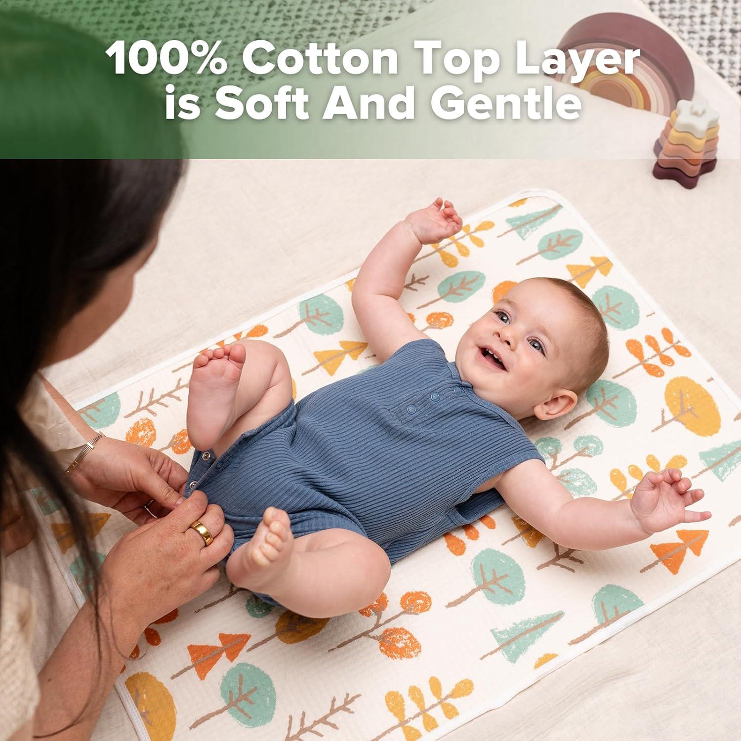 Protector de Cambio Impermeable Haakaa 100% Algodón Otoño Bosque