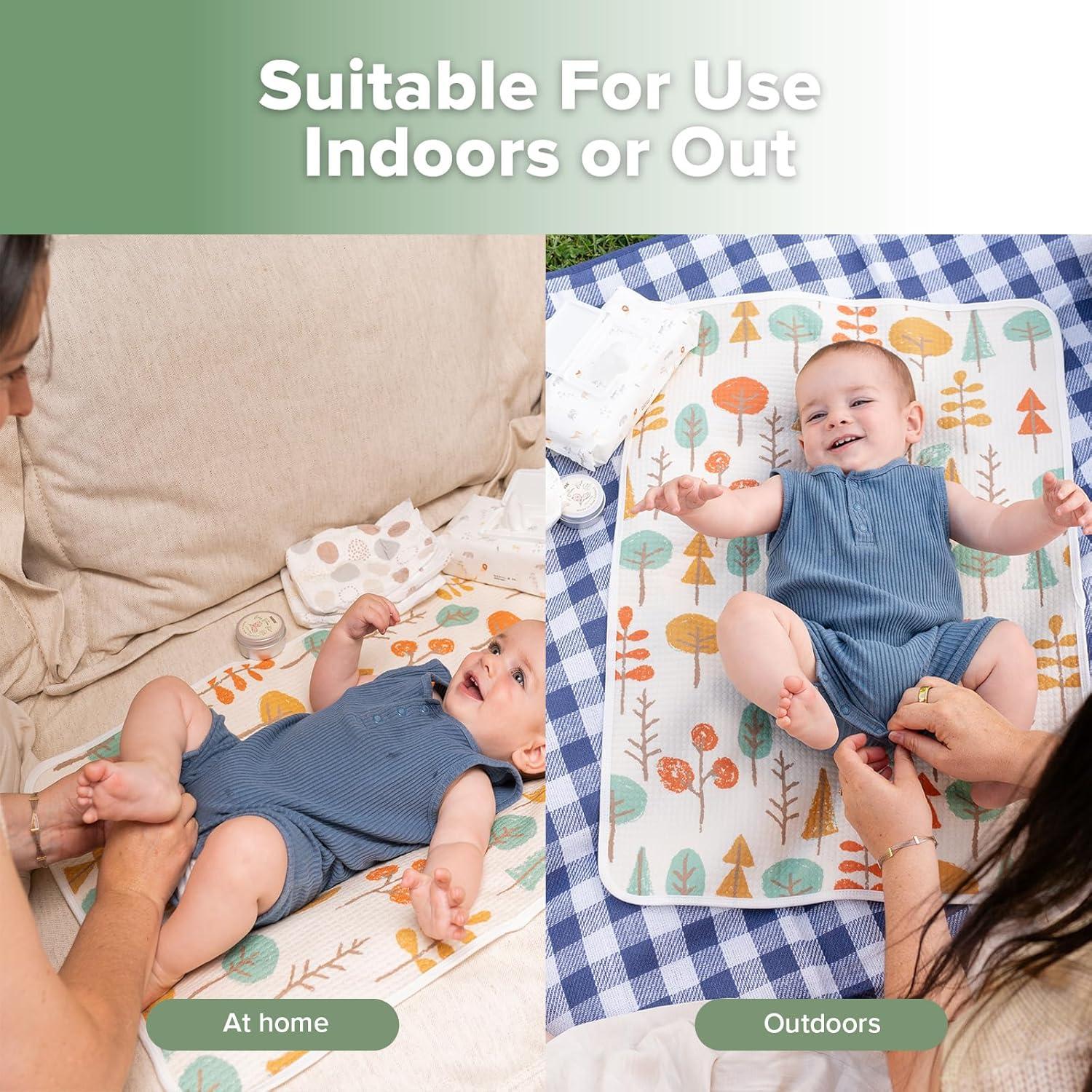 Protector de Cambio Impermeable Haakaa 100% Algodón Otoño Bosque