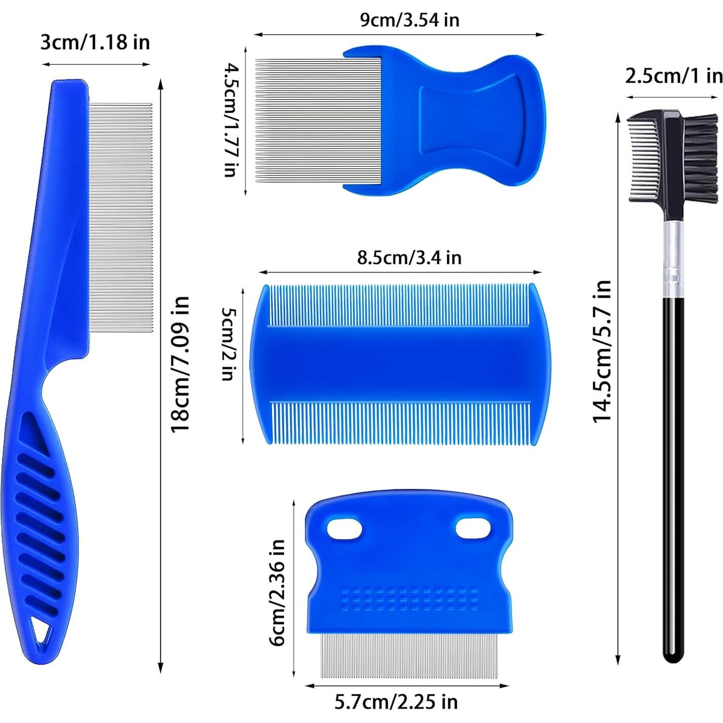 Paquete de 5 Peines para Pulgas y Piojos Jigfew - Acero Inoxidable