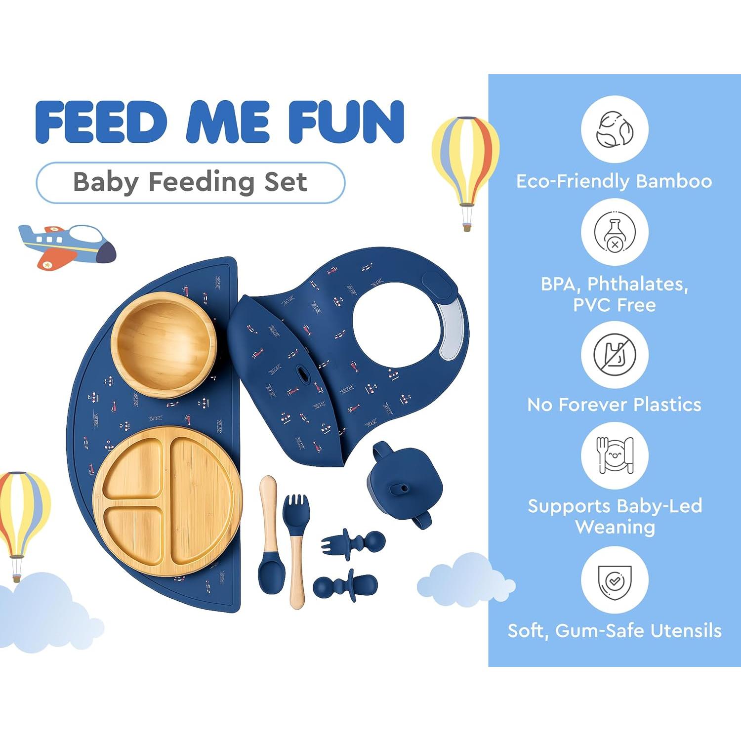 Juego de Alimentación de Bambú Feed Me Fun - 6 meses+ - Azul
