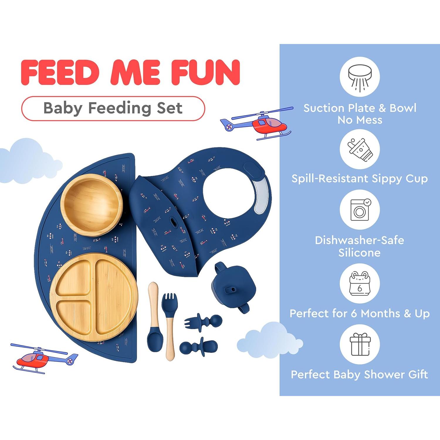 Juego de Alimentación de Bambú Feed Me Fun - 6 meses+ - Azul