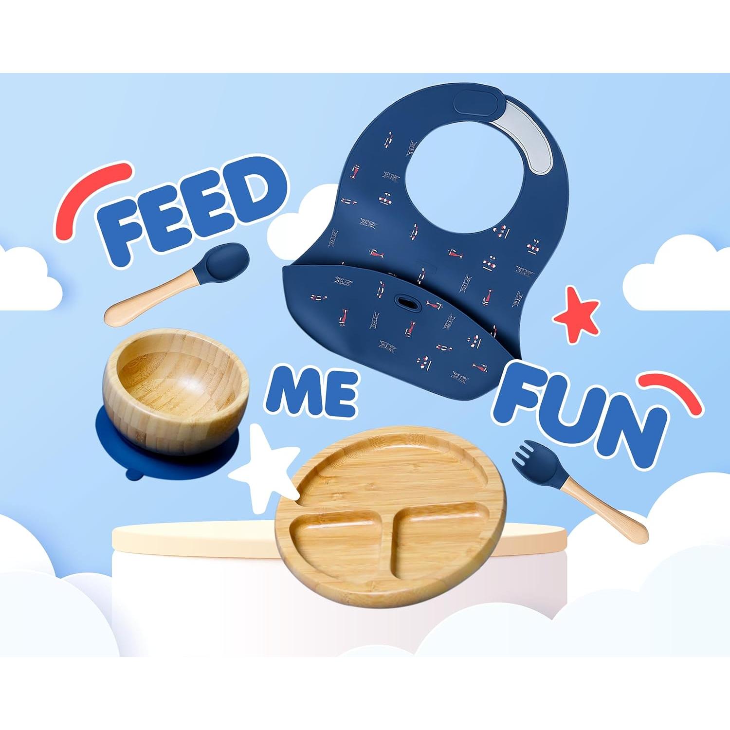 Juego de Alimentación de Bambú Feed Me Fun - 6 meses+ - Azul